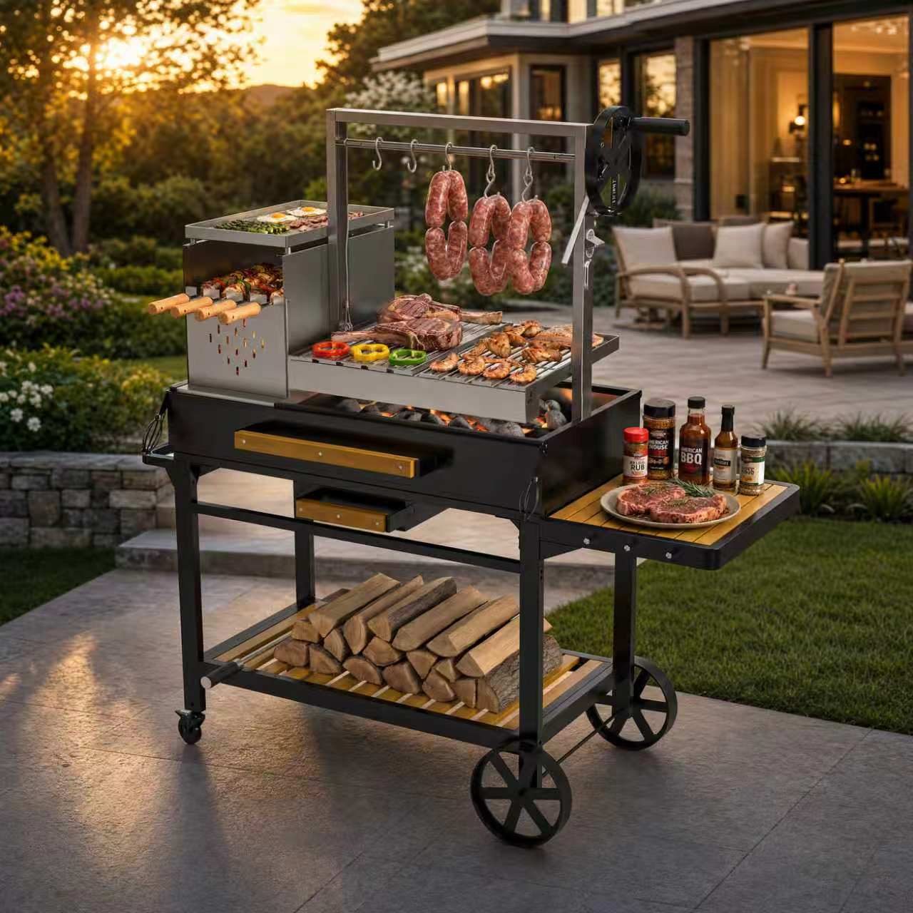 ☆GW Sale！イタリア製 BBQコンロ Vertigo Basic Flintex Professional Argentine Santa Maria Grill, Wood & Charcoal