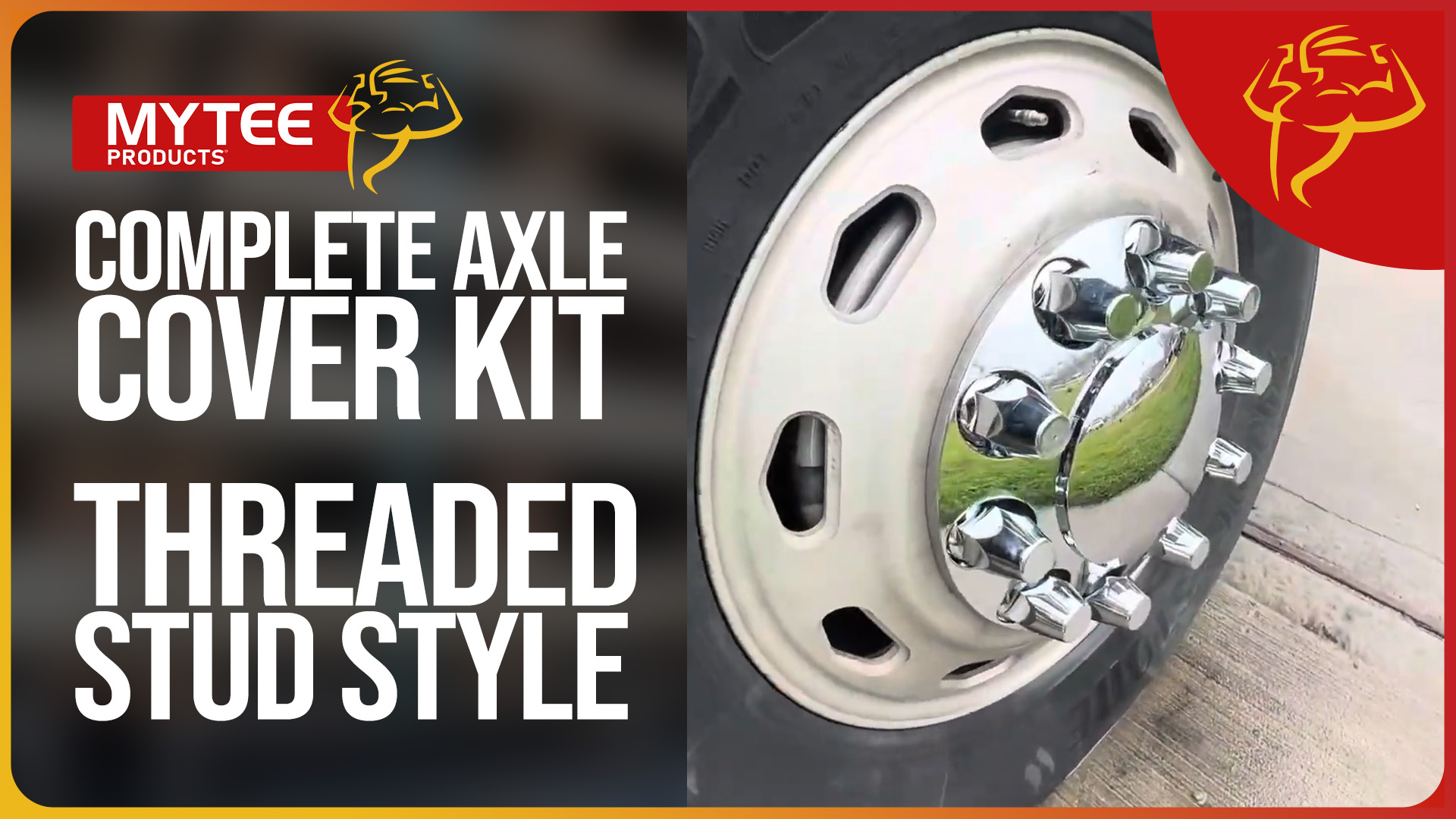 thumbnail video image 2 of Complete Wheel Chrome Axle Cover Set - 33mm Threaded Lug Wheel Nut Covers for Semi Truck, Frightliner, Volvo - Removable Hub Caps Kit (2 Front & 4 Rear), 2 of 13