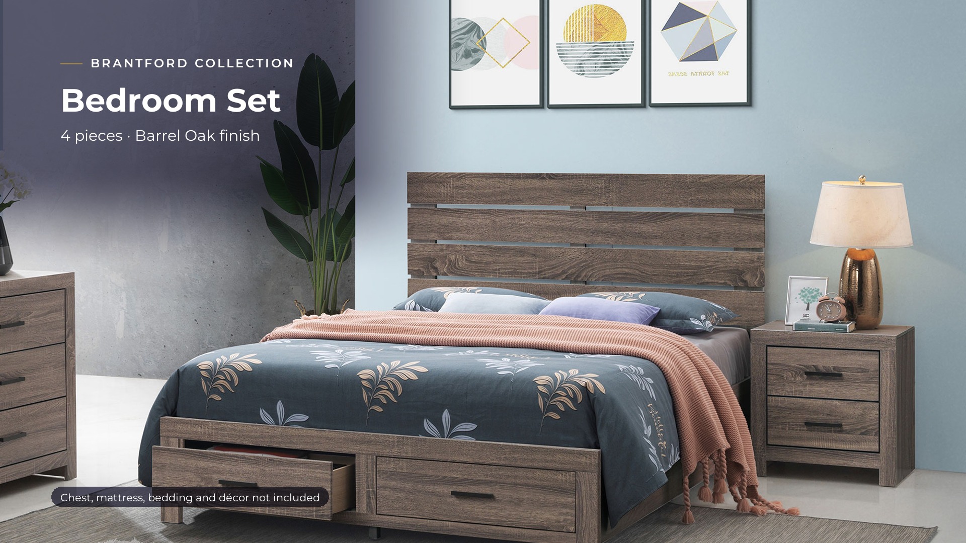 thumbnail video image 2 of Coaster Brantford 4-Piece Eastern King Bedroom Set, Barrel Oak, 2 of 19