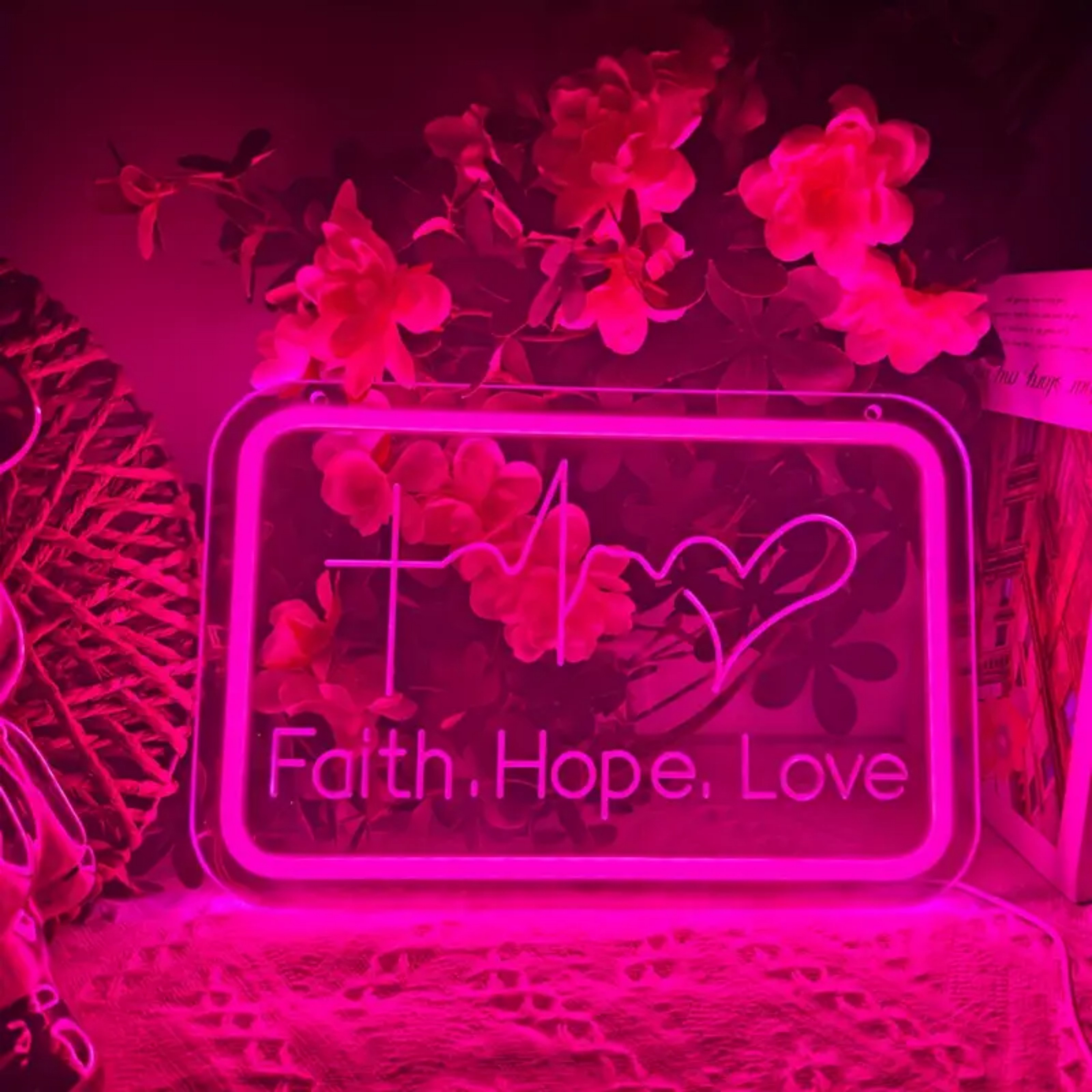 thumbnail video image 2 of UPONRAY Faith Hope Love Neon Signs, 11.8"*7.8" Dimmable & USB-Powered LED Neon Light, Stylish Wall Decor as gifts for Valentine's Day, Birthday, Family, Lover, Children, 2 of 8
