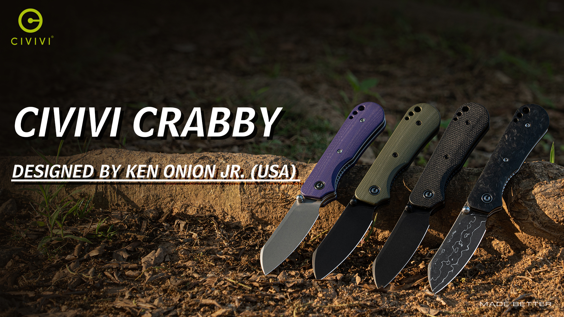 thumbnail video image 2 of CIVIVI Crabby Pocket Knife, EDC Folding Knife for Men Women with Swedish 14C28N Blade Contoured Micarta Handle, Designed by Ken Onion Jr. C24055-3, 2 of 8