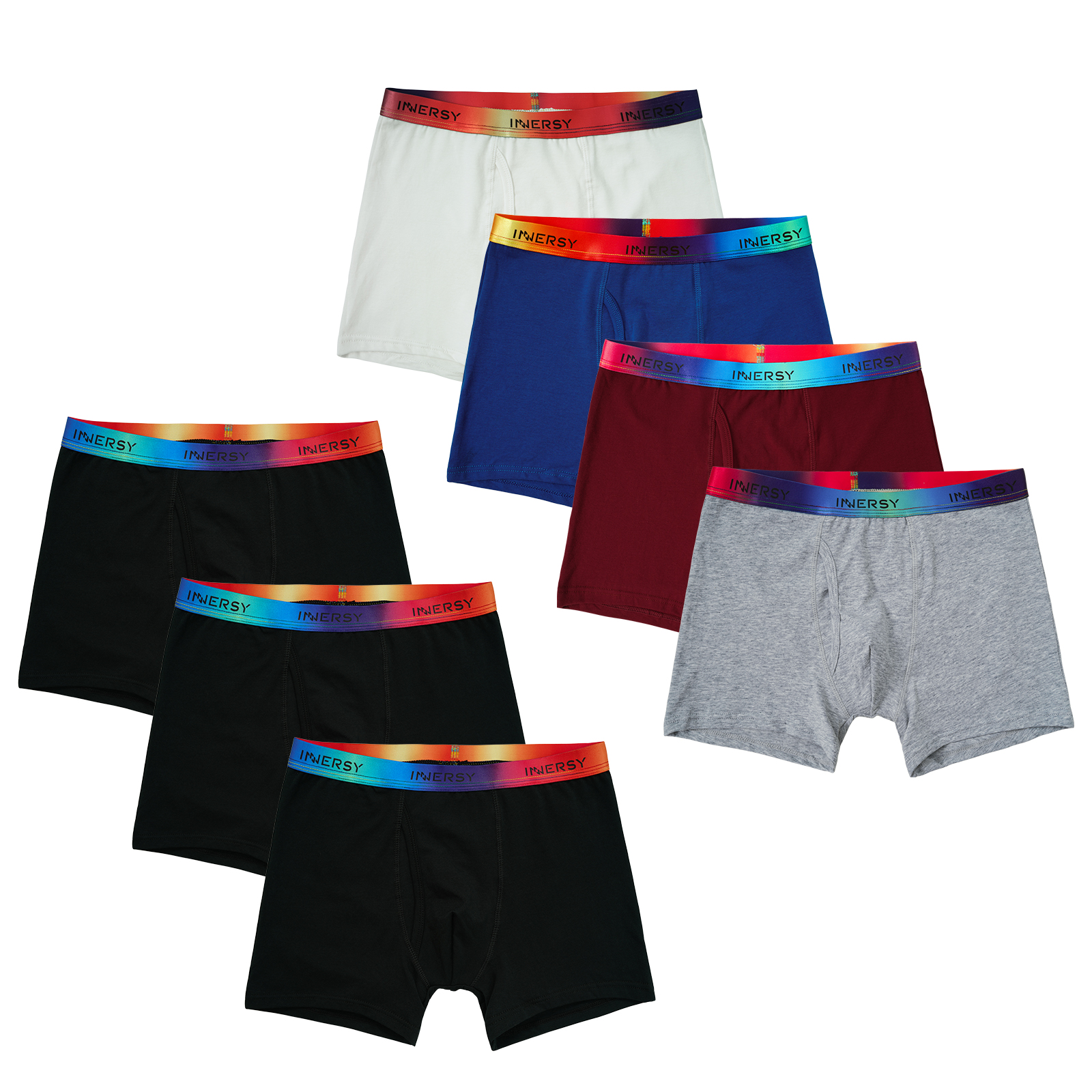 thumbnail video image 2 of INNERSY Teen Boys' Cotton Underwear Colorful Boxer Briefs Age 8-16 Kids for A Week(L,Black), 2 of 7