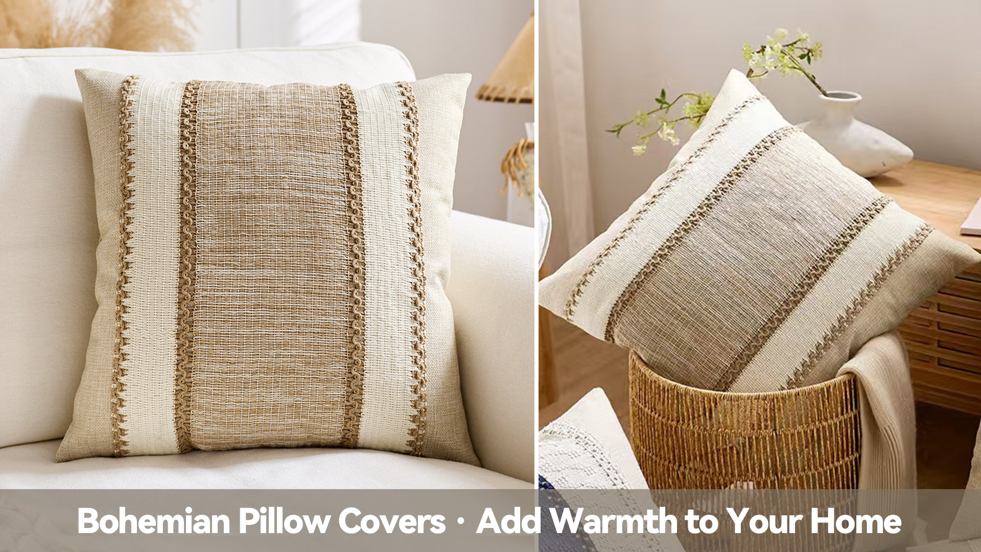 thumbnail video image 2 of HonorHut Textured Pillow Cover 2 Pack Modern Fashion Square Cushion Covers Cotton Linen Pillow Covers with Zipper Universal Pillowcase Protector Coffee, 2 of 7