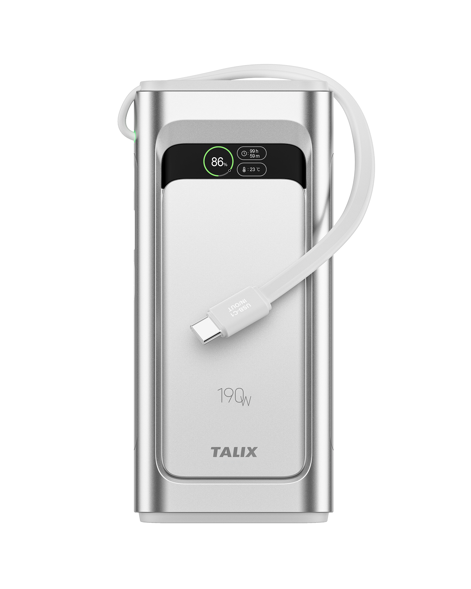 thumbnail video image 2 of TALIX 190W Laptop Power Bank 20000mAh Fast Charging Portable Charger with Built-in Cable, Smart Display Battery Pack for MacBook Pro/Air, iPhone 16/15, Samsung Galaxy S24, iPad, USB-C Devices, 2 of 10