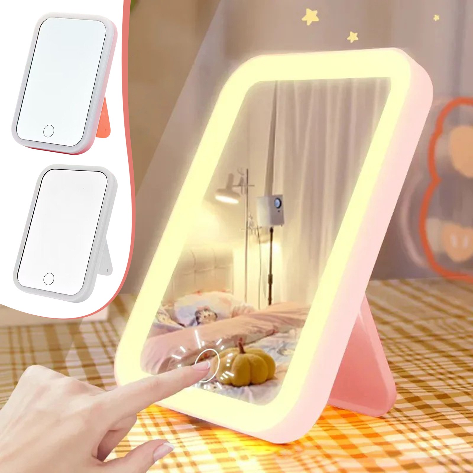 thumbnail video image 2 of Magnifying Mirrors Lighted Kids Vanity with Lighting Personal Makeup Mirrors Impressions Vanity Full Mirrors for Bedroom with Lights Makeup Desk Small Mirrors for Makeup Vanity without Lights Small, 2 of 4