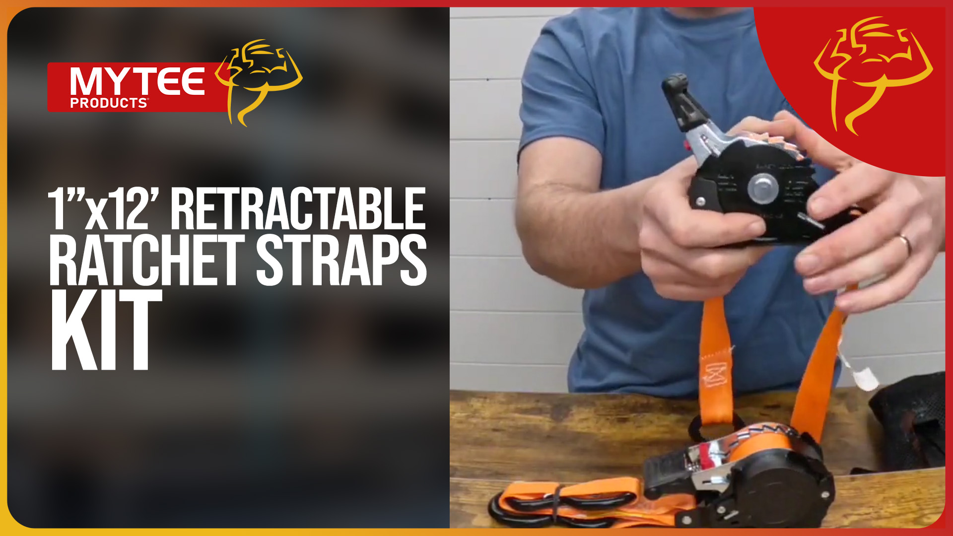 thumbnail video image 2 of (2 Pack) Orange 2" x10' Auto Retract Ratchet Straps | Quick n Easy Retractable Ratchet Straps w/ Zinc Coated S Hook Tiedowns for Motorcycles, ATVs, Bikes, Trailer Tie-Down, 2 of 15
