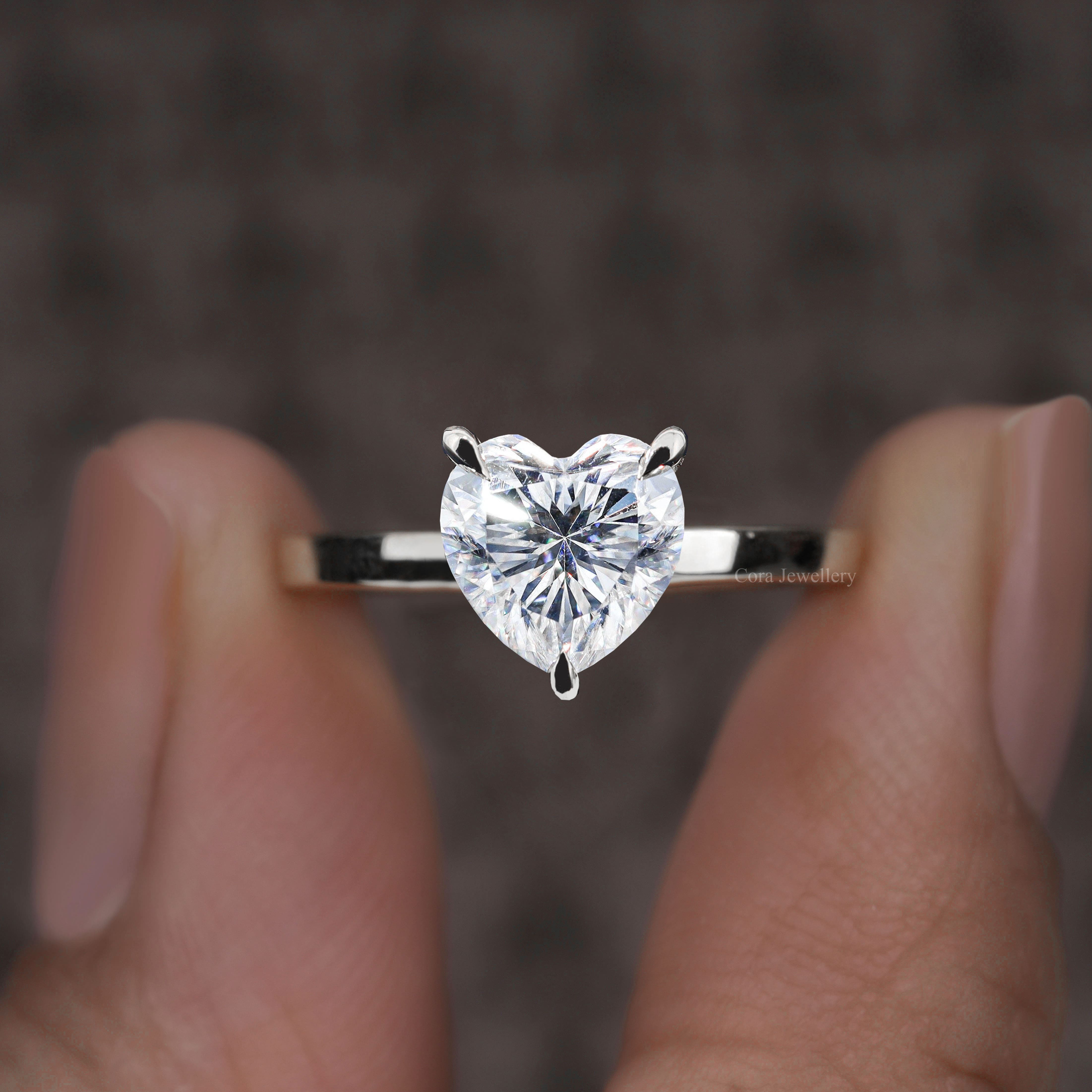 thumbnail video image 2 of Cora Jewellery 1.5 CT Heart Shaped Moissanite Engagement Ring, Solitaire Ring For Women, 10K Yellow Gold, 7.5 US, Pack of 1, 2 of 6