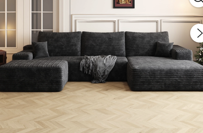 thumbnail video image 2 of CKEASEAN 135" Oversized Boneless Couch with Left L-Shape Chaise, Modern Modular Sectional Sofa with Deep Seat, No Assembly Required, Cloud Sectional Couch, Corduroy Fabric, 2 of 10
