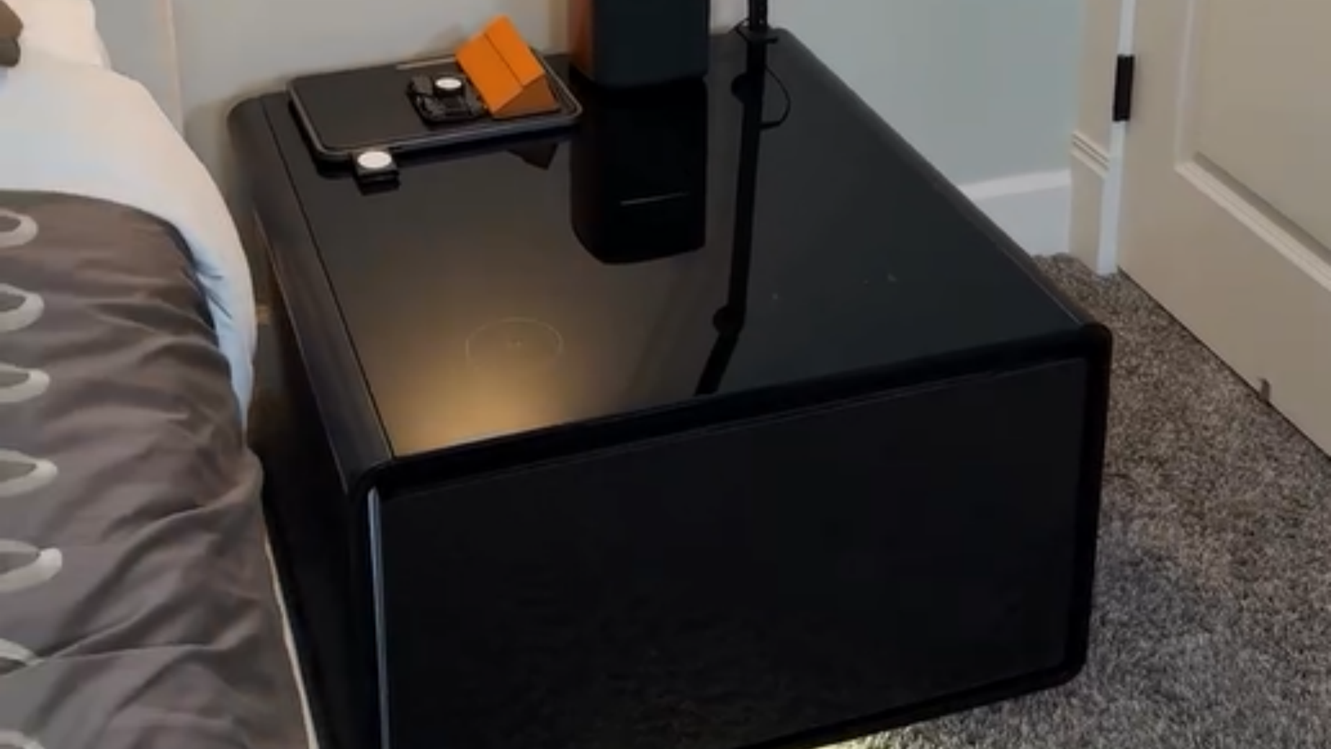 thumbnail video image 2 of Livtab Smart Side Table with Fridge, Charging Station, End Table with Storage Drawer, Usb Ports for Living Room, White, 2 of 12