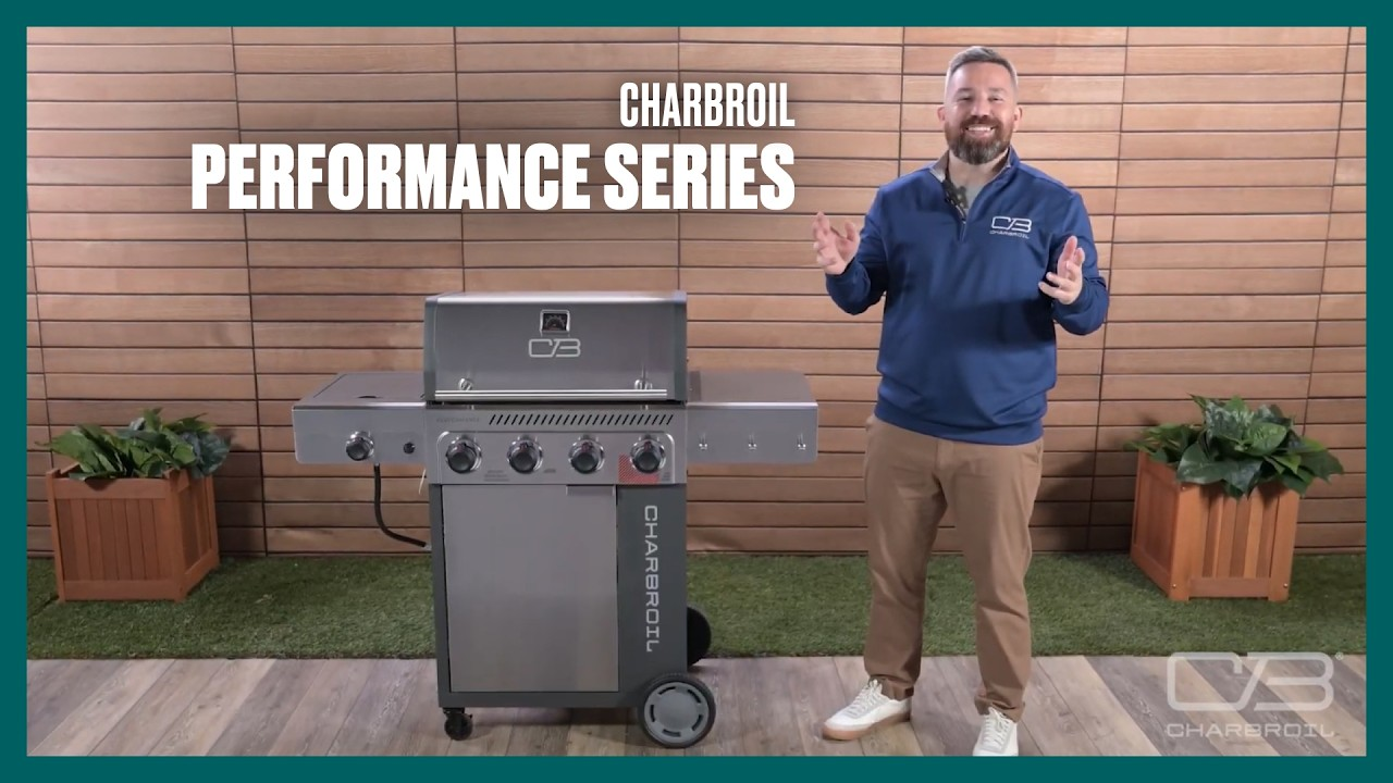 thumbnail video image 2 of Charbroil Performance Series™ FlavorMax™ 2 Burner Gas Grill Cabinet with Foldable Side Shelves, Stainless Steel, 2 of 9