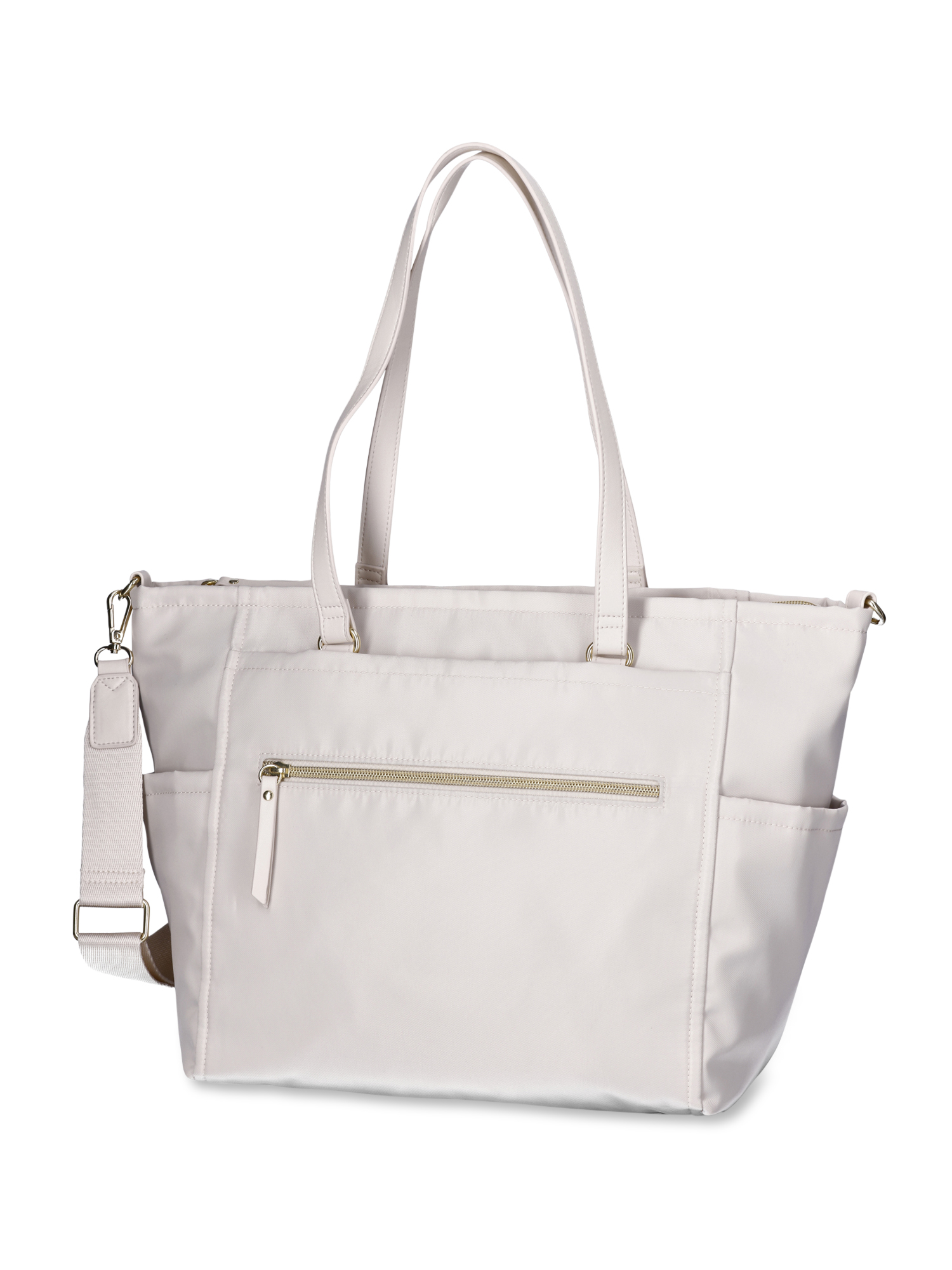 Time and Tru Women's Frankie Nylon Tote Bag, Pearly White