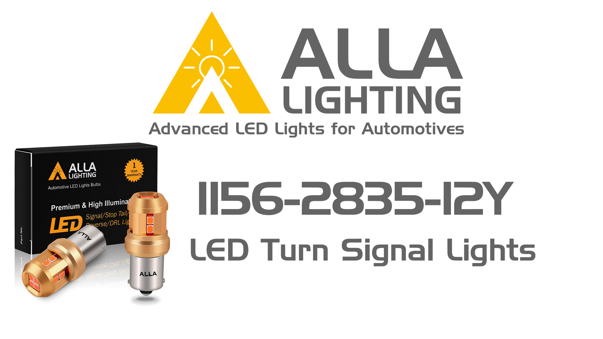 thumbnail video image 2 of Alla Lighting Miniature 12V Ba15S Base 7506 1156 LED Bulbs, Amber Yellow, Super Bright Turn Signal Lights Blinker Lamps Replacement 3497 1156NA, 2 of 9