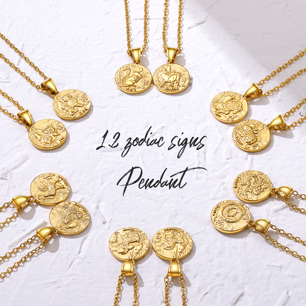 thumbnail video image 2 of KeyStyle Pendant Necklace Chinese Zodiac Necklaces for Women & Men Gold Plated Animal Coin Jewelry Necklaces Christmas Present for Women Friend, 2 of 10