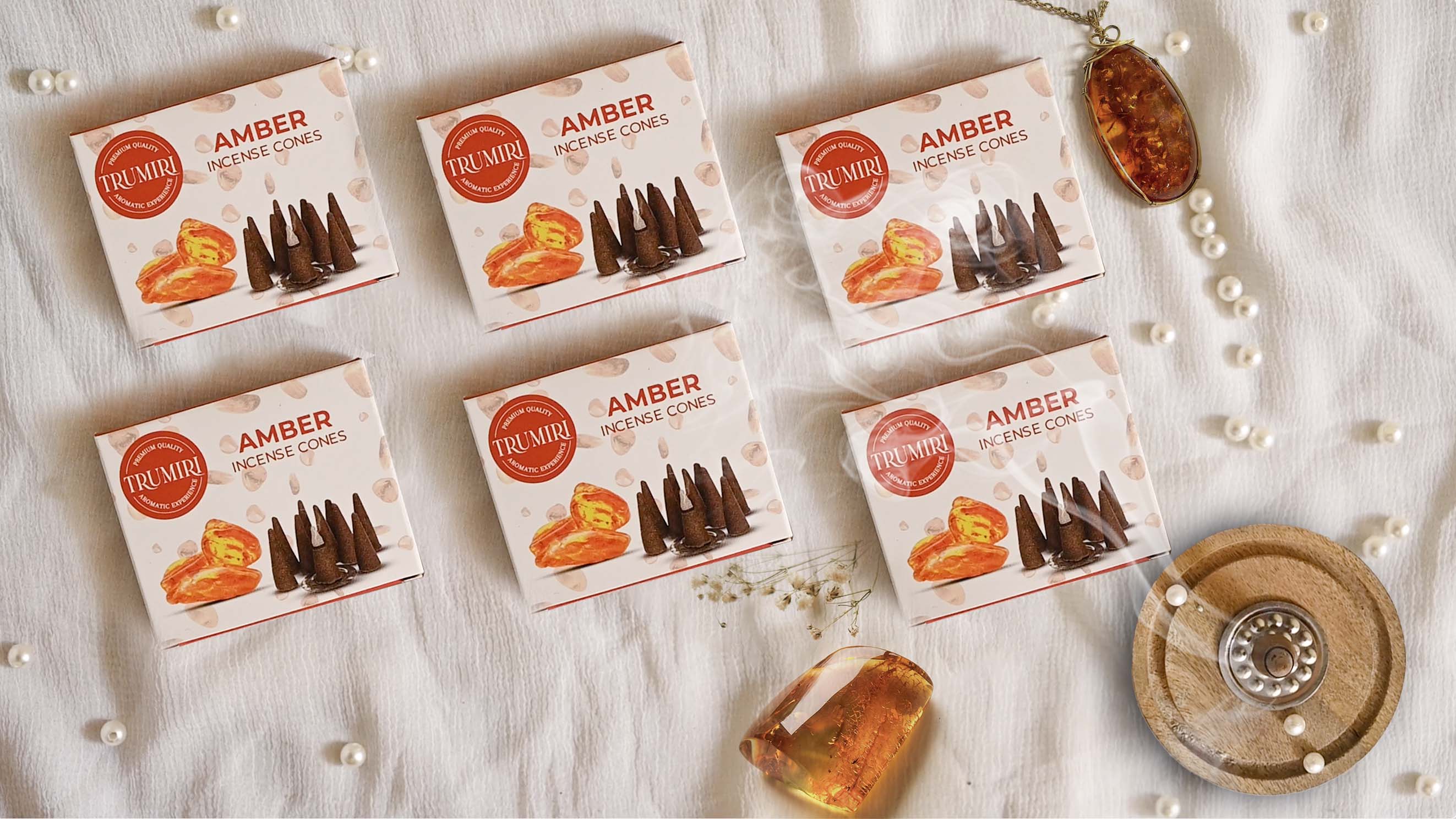 thumbnail video image 2 of Amber Incense Cones - 60 Pack (10 x 6 Scents) - Scented Cone Incense, 2 of 8