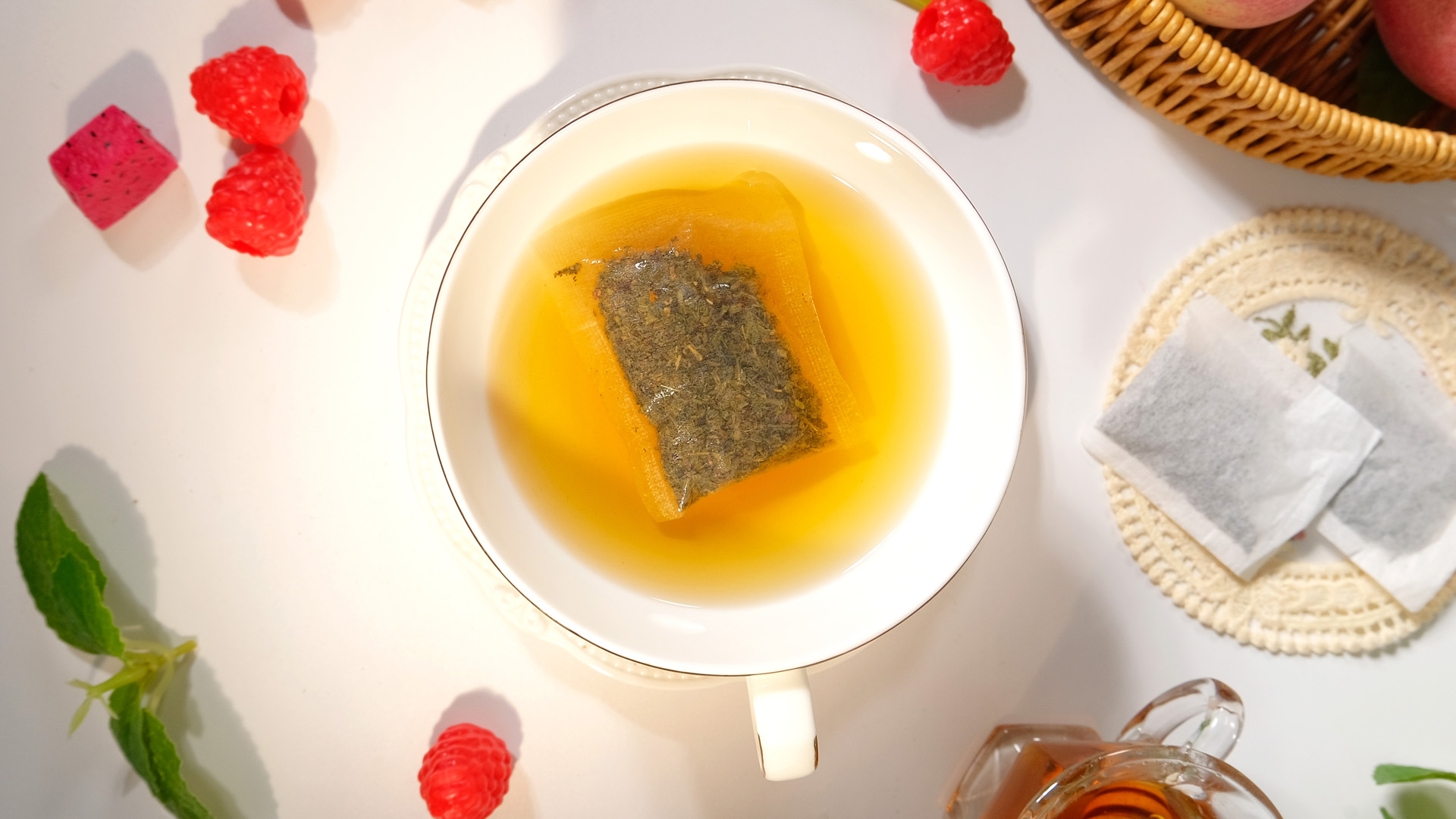 thumbnail video image 2 of TeeLux Decaf Jasmine Green Tea Bags, Decaffeinated Jasmine Scented Green Tea, Pleasant Aroma, 100 Count, 2 of 9