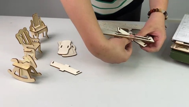 thumbnail video image 3 of BOHS Wooden Dolls House Furniture 1/12 Scale - 3D Puzzles for Miniature Dollhouse Furniture Accessories - Large,28 PCS, 3 of 10