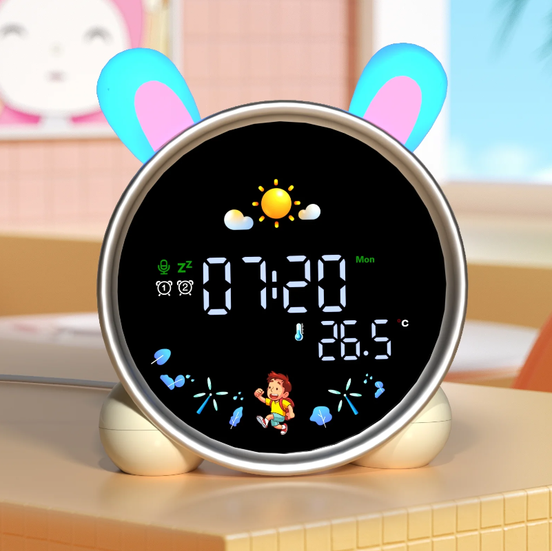 thumbnail video image 2 of Sailstar Kids Alarm Clock with Night Light, OK to Wake Clock for Kids, Stay in Bed Clock and Sleep Training, Nap Timer Temperature Detect Cute Room Decor, Gift Ideas for Kids Toddler Boy Girl, Rabbit, 2 of 8
