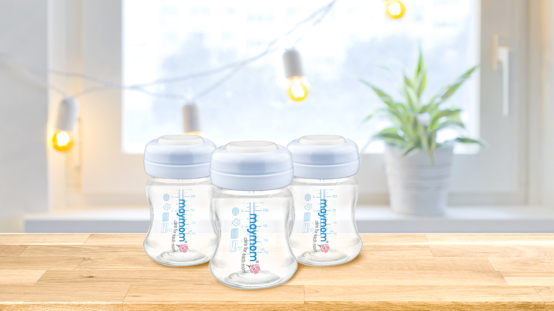 thumbnail video image 2 of Maymom Wide Neck Breastmilk Storage Bottle 9oz/280mL, Re-markable SureSeal Disc, Blue 4pc, 2 of 5