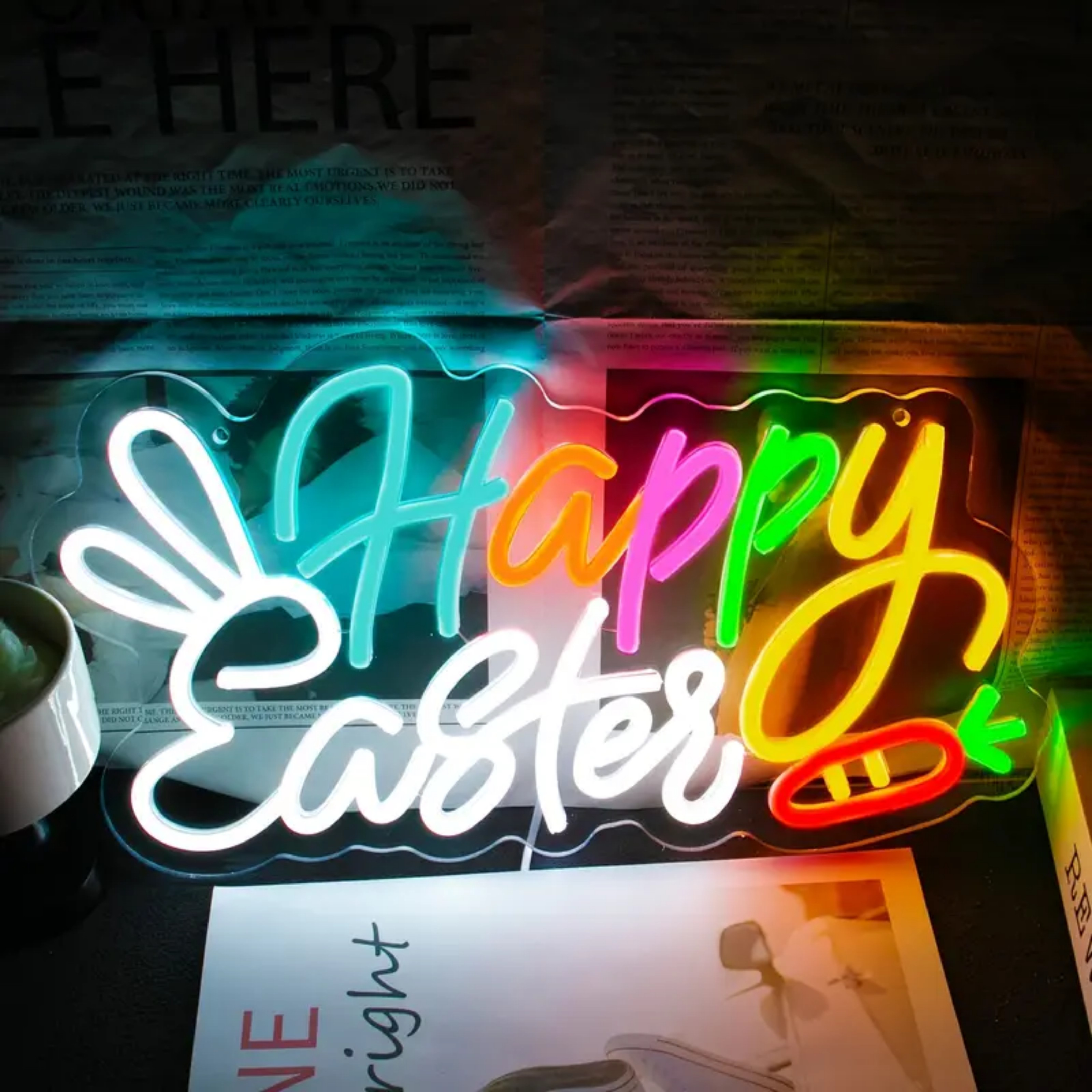 thumbnail video image 2 of UPONRAY Happy Easter Neon Signs, 15.7"*8.6" Dimmable & USB-Powered LED Neon Light, Stylish Wall Decor for Easter Party, Home, Shop, Restaurant, Bar, 2 of 9