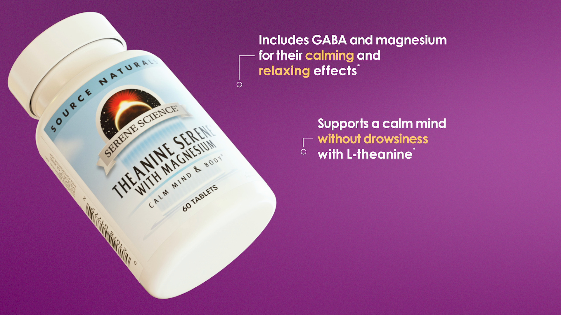 thumbnail video image 2 of Source Naturals Theanine Serene, Calm Mind & Boddy* 60 Tablets, 2 of 7