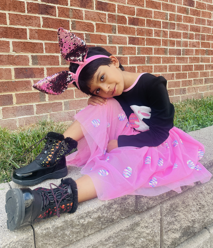 thumbnail video image 2 of Girls Dress Easter Bunny Egg Long Sleeve Princess Party Tulle Holiday 4 Years, 2 of 9