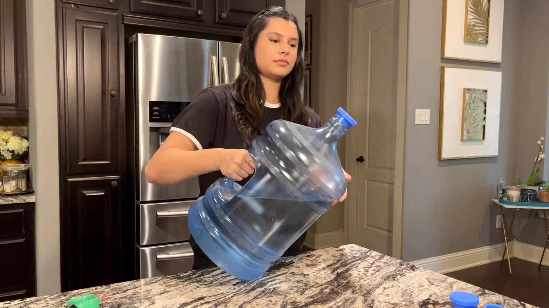 thumbnail video image 2 of The Jug Plug - 5 Gallon Water Jug Reusable Replacement Cap - Silicone No Spill Top Lid Cover fits 55mm Bottles - Pack of 3, 2 of 8