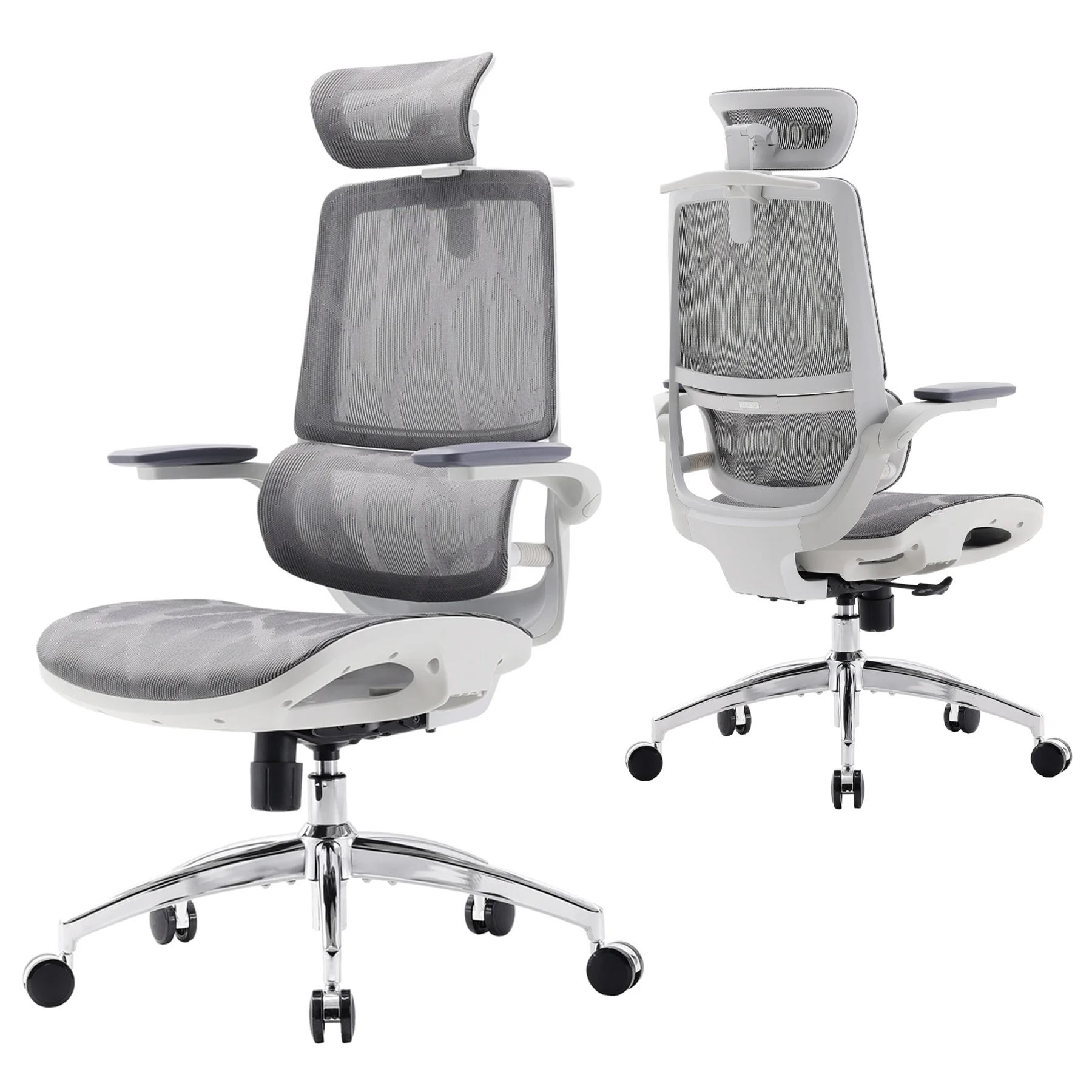 thumbnail video image 2 of Sihoo M59AS Ergonomic Office Chair with Mesh Backrest, Flip Armrests, Headrest, White, 2 of 10