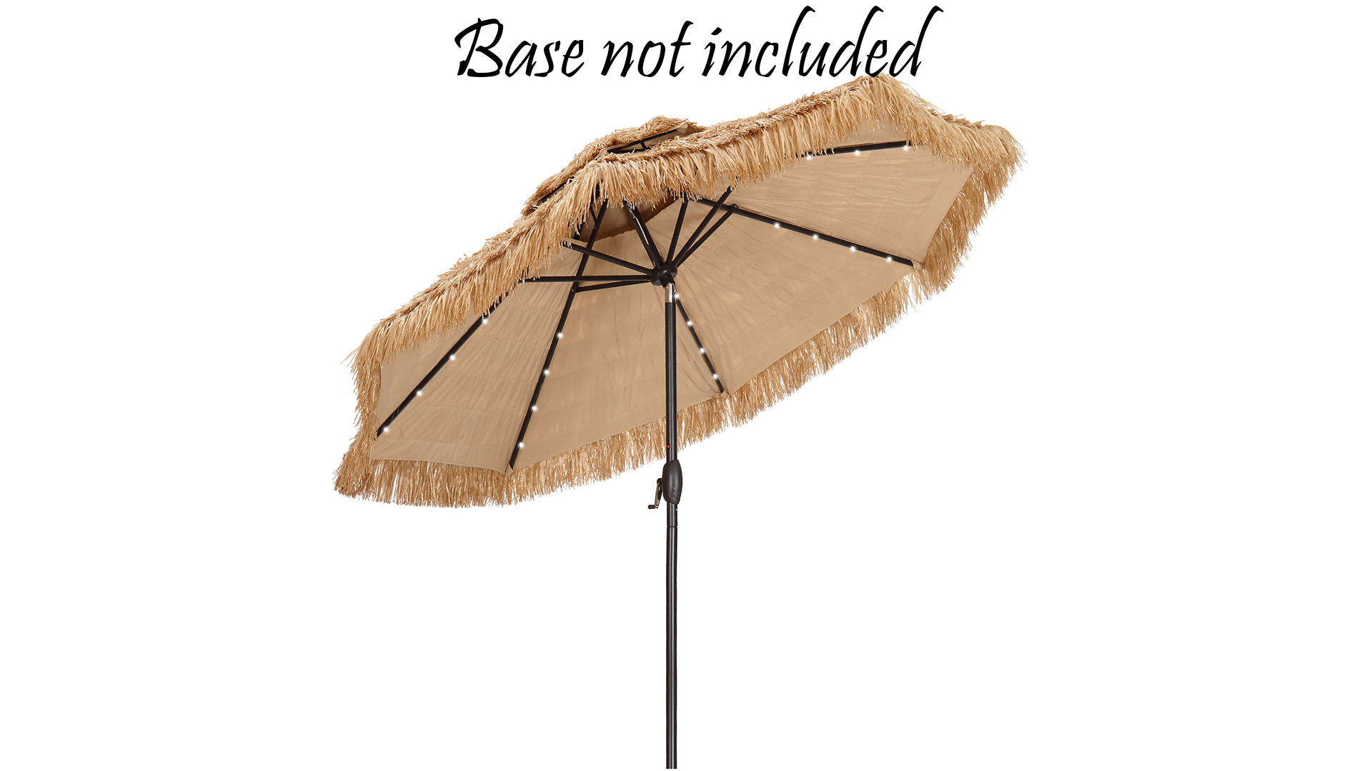 thumbnail video image 2 of Autlaycil 9 ft 2-Tier Solar Thatched Hawaiian Tiki Umbrella, Pool, Patio, Beach, 2 of 9