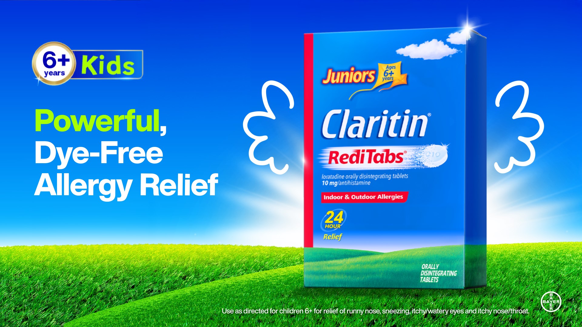 thumbnail video image 2 of Claritin Juniors RediTabs, 24 Hour Non-Drowsy Allergy Medicine, Loratadine 10 mg, 30 Ct, 2 of 9