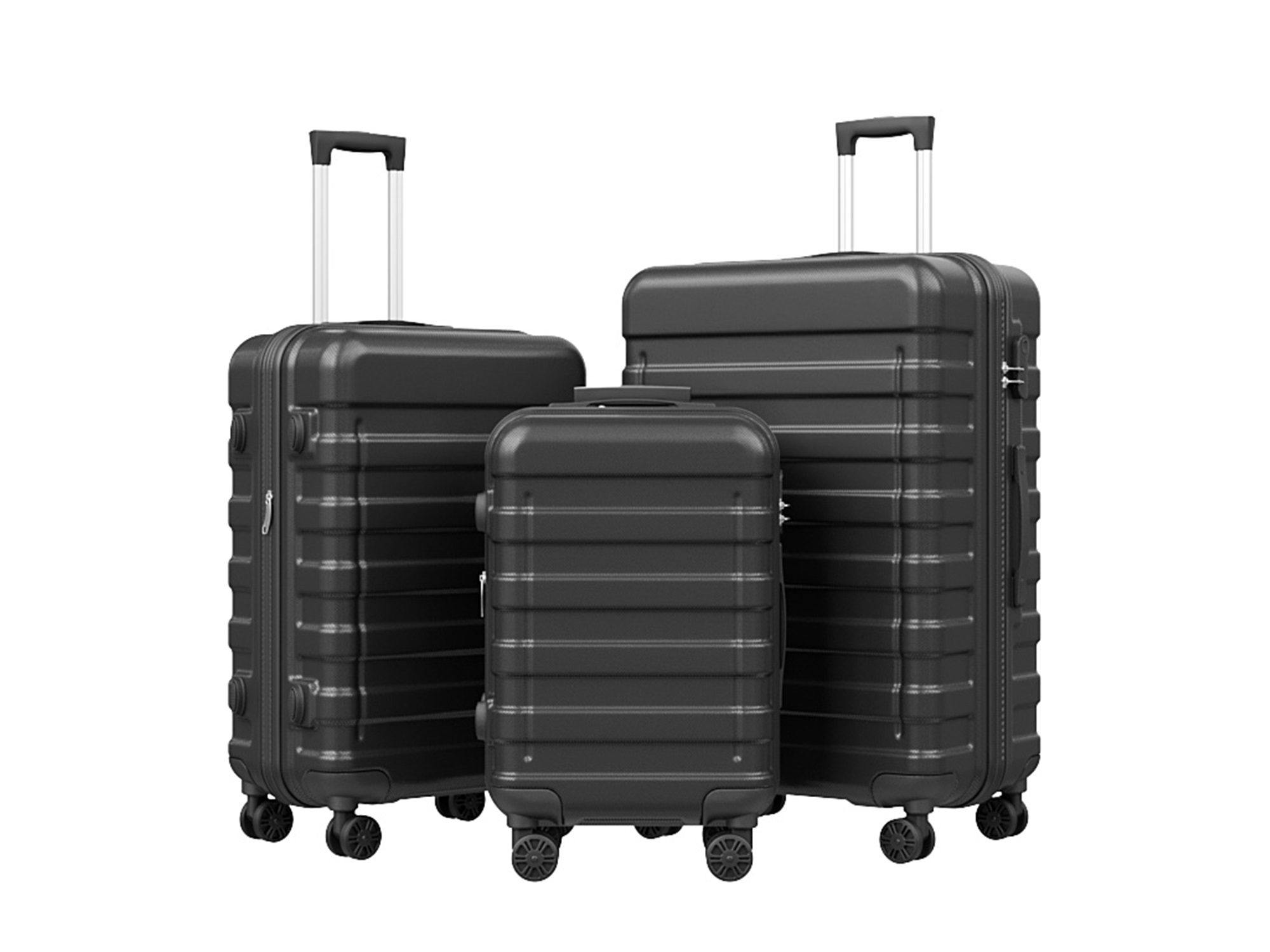 Homgarden 3pcs (22/26/30 inch) Travel Luggage Set Expandable Hardside Suitcase Spinner Wheels Black, Size: Three Size