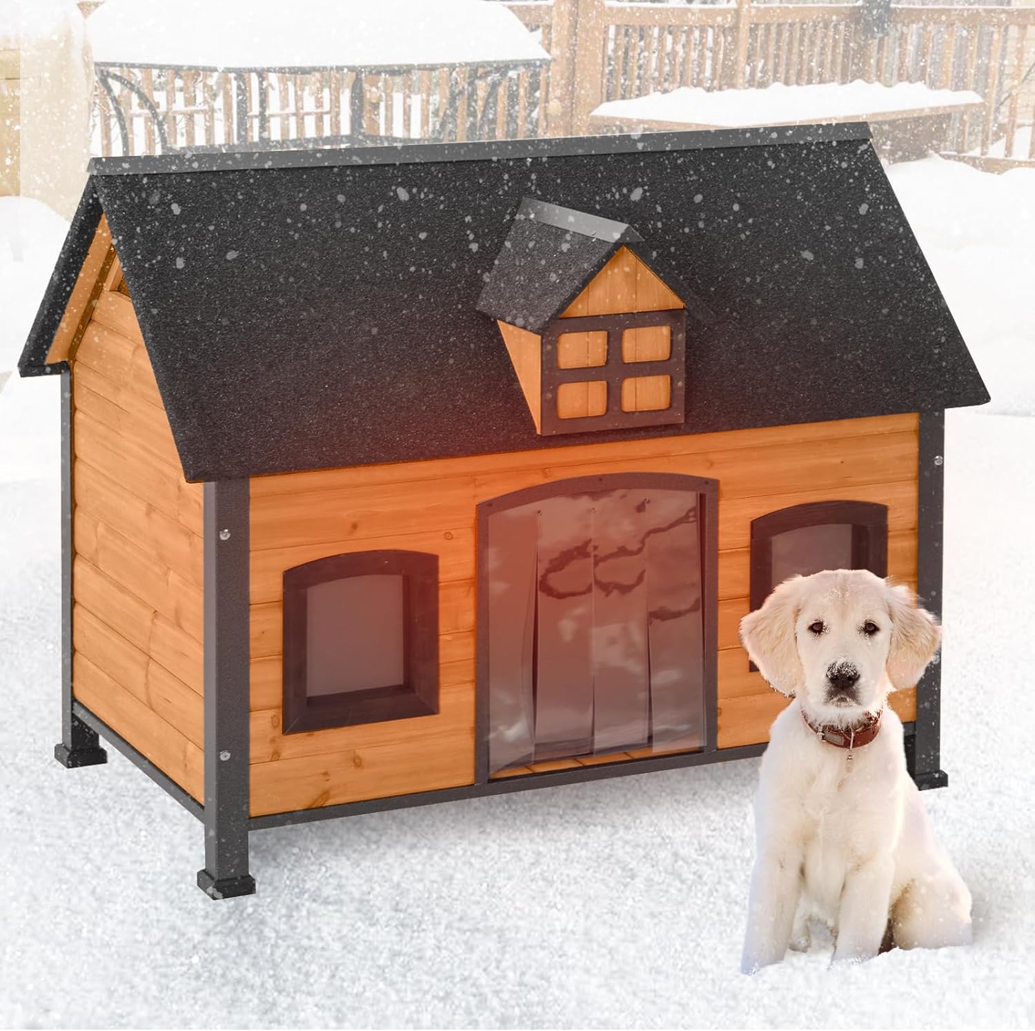 thumbnail video image 2 of Aivituvin Dog House with Insulated Liner Anti-Chewing Metal Frame Design, 2 of 7