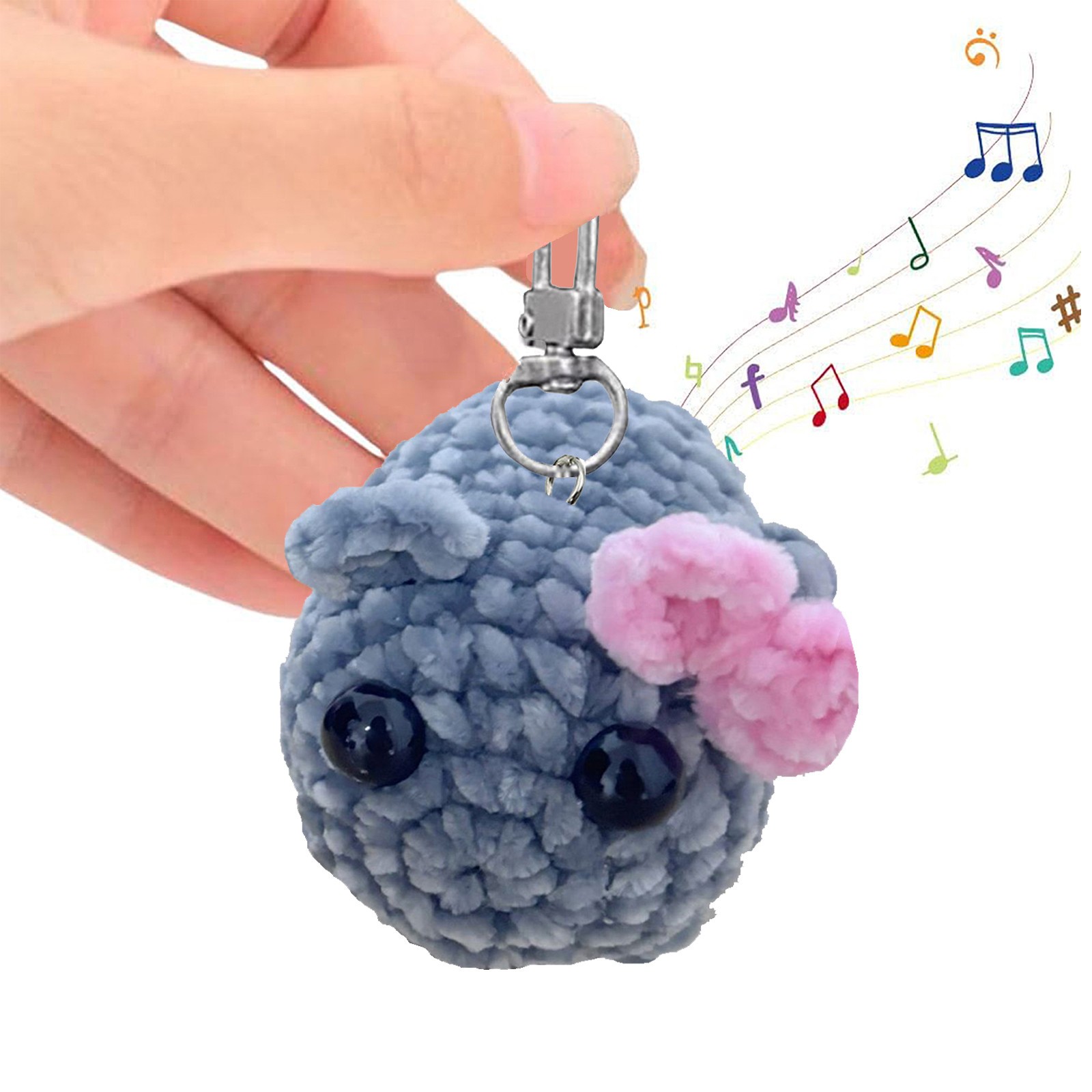 thumbnail video image 2 of Sad Hamster Stuff Cute Plush Keychain 2.7 Inch Crochet Keychain with Sound and Bow Hamster Plush, 2 of 7