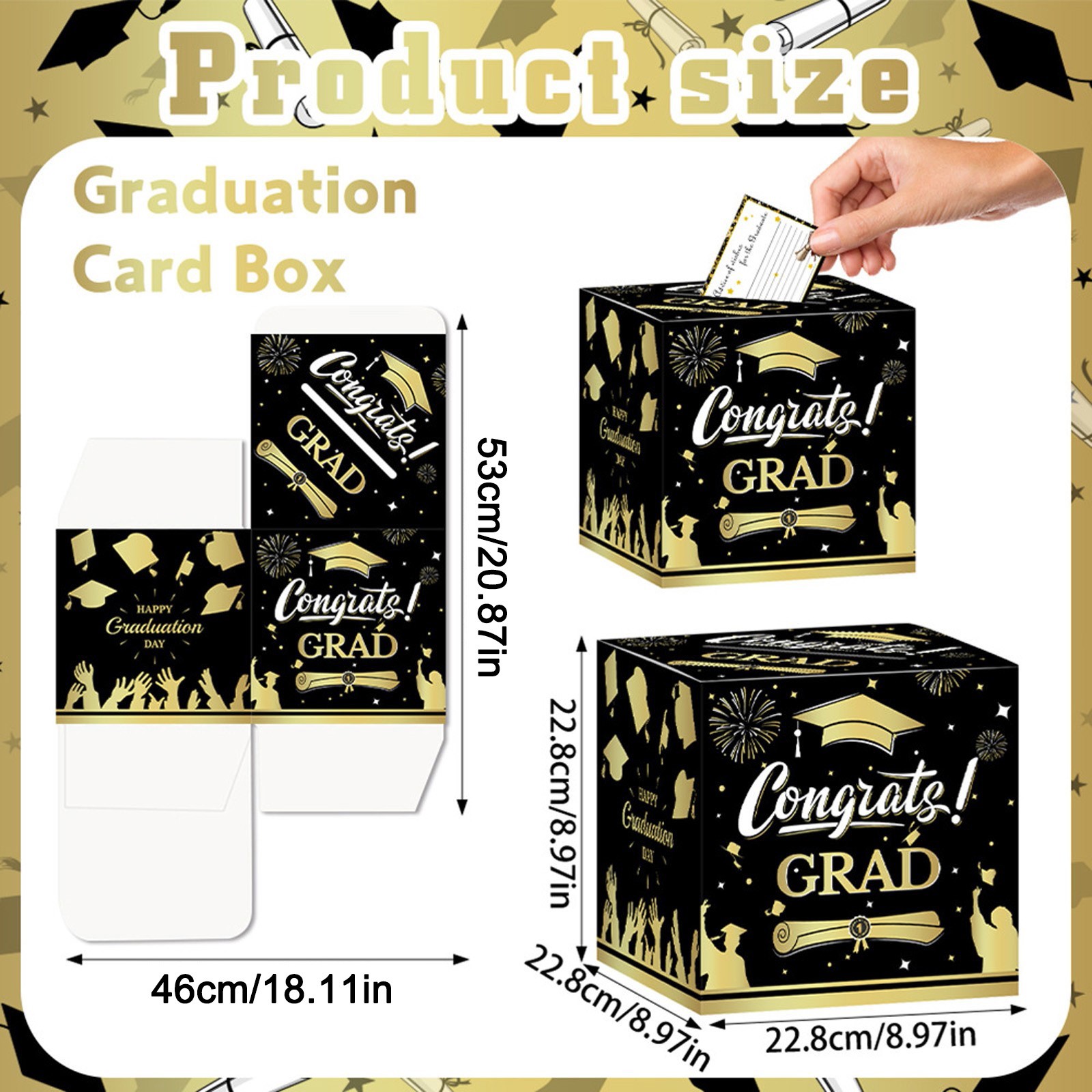 thumbnail video image 2 of 2Pcs Graduation Card Box 2026 - Congrats Grad Card Boxes Holder, Green & Black Class of 2026 Gift Cards Box for Graduation Decorations 2026 Favors Party Decor Supplies Props, 9*9*9inches, 2 of 10