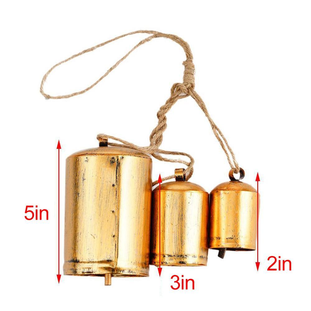 thumbnail video image 2 of VALSEEL Christmas Decorations Set of 3 Christmas Bell Brass Cow Shabby Style Rustic Metal Hanging Giant Cow Bells Decor Christmas Gifts, 2 of 8
