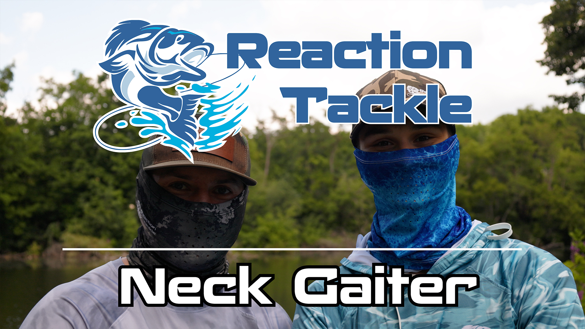 thumbnail video image 2 of Reaction Tackle UV Neck Gaiter- Blue, 2 of 4