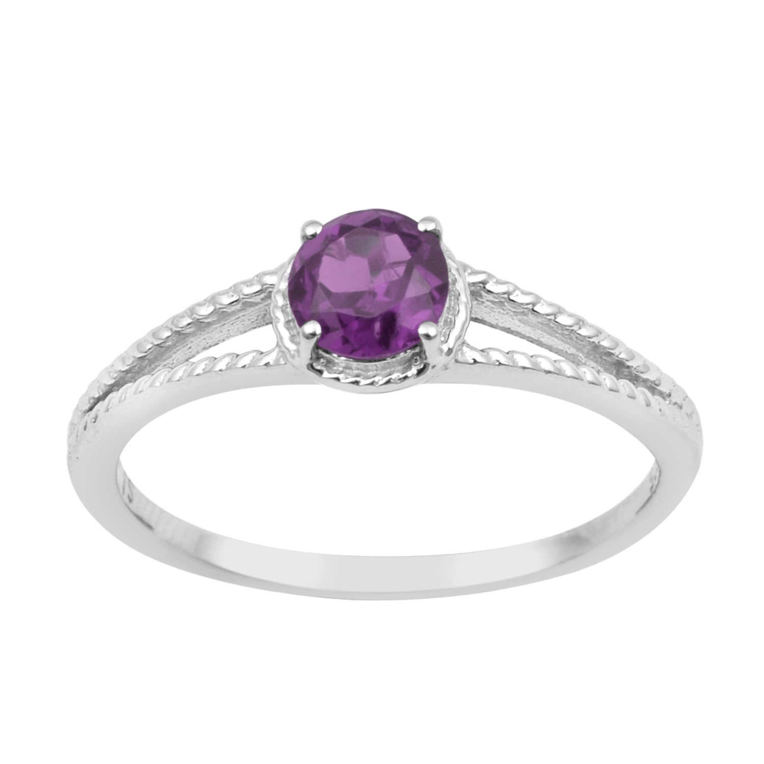 thumbnail video image 2 of 5MM Round Shape Amethyst 925 Sterling Silver Solitaire Women Anniversary Ring, 2 of 7