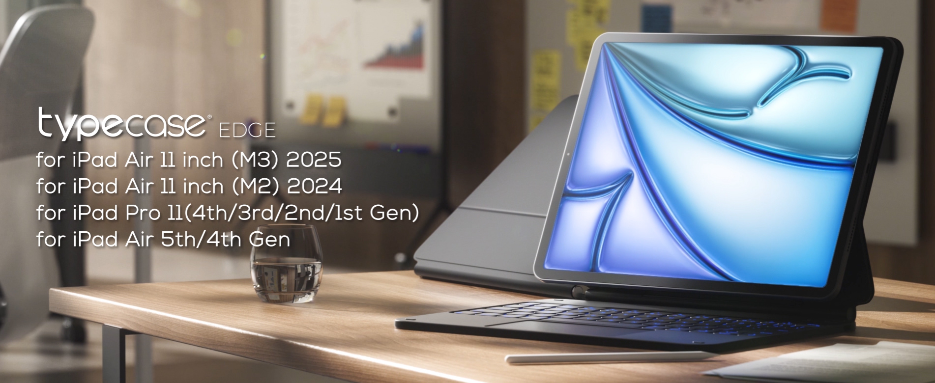 thumbnail video image 3 of Typecase Keyboard Case for 11" iPad Pro 2022, iPad Air 5th Gen 10.9-inch -Wireless Ipad keyboard case 11" with Trackpad, Thin & Backlit for iPad Pro 11 3rd & 2nd & 1st Gen, Air 5th/4th Gen (Black), 3 of 7