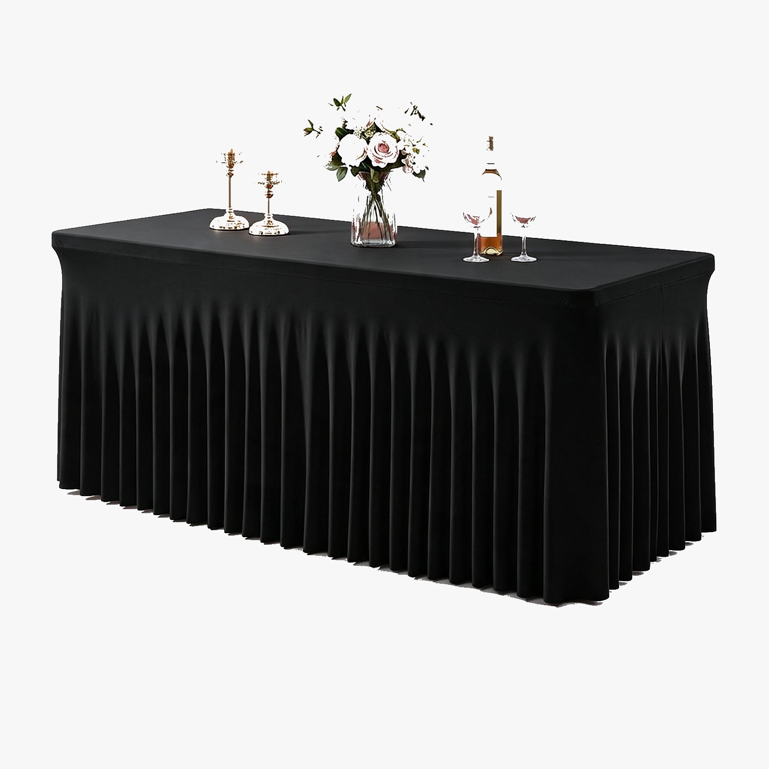 thumbnail video image 2 of SUNTQ Table Skirt for Rectangle Tables 6ft ,Fitted Table Covers for 6 foot tables, Pink Table Cloth for 6 ft Table with Skirt, Wrinkle Resistant Spandex Table Cover and Table Skirt, 2 of 9