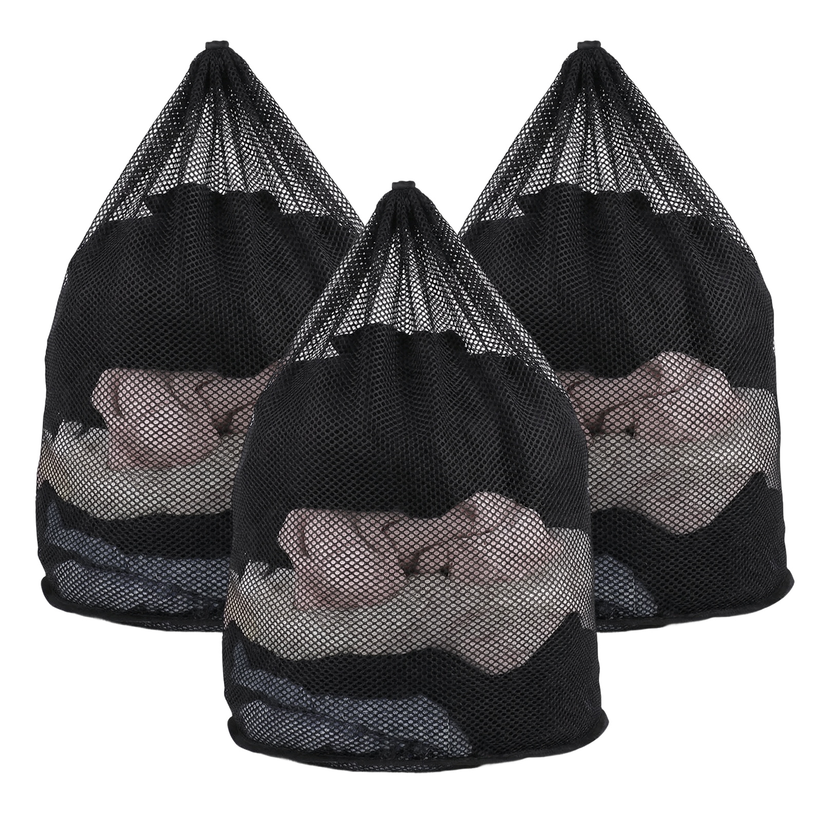 thumbnail video image 2 of MADIKA 3 Pack Mesh Laundry Bags with Adjustable Single Shoulder Straps 28" x 26" Sturdy Nylon Material Laundry Liners with Drawstring Closure White, 2 of 7