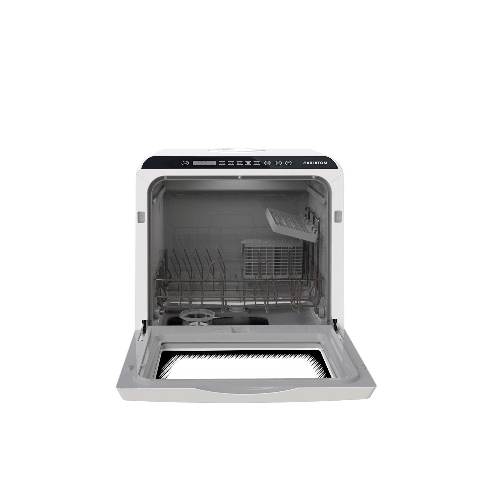 KARLXTOM Portable Countertop Dishwashers, Compact Mini Dishwasher Machine  with 5L Built-in Water Tank & Inlet Hose, 5 Programs, White/Black 