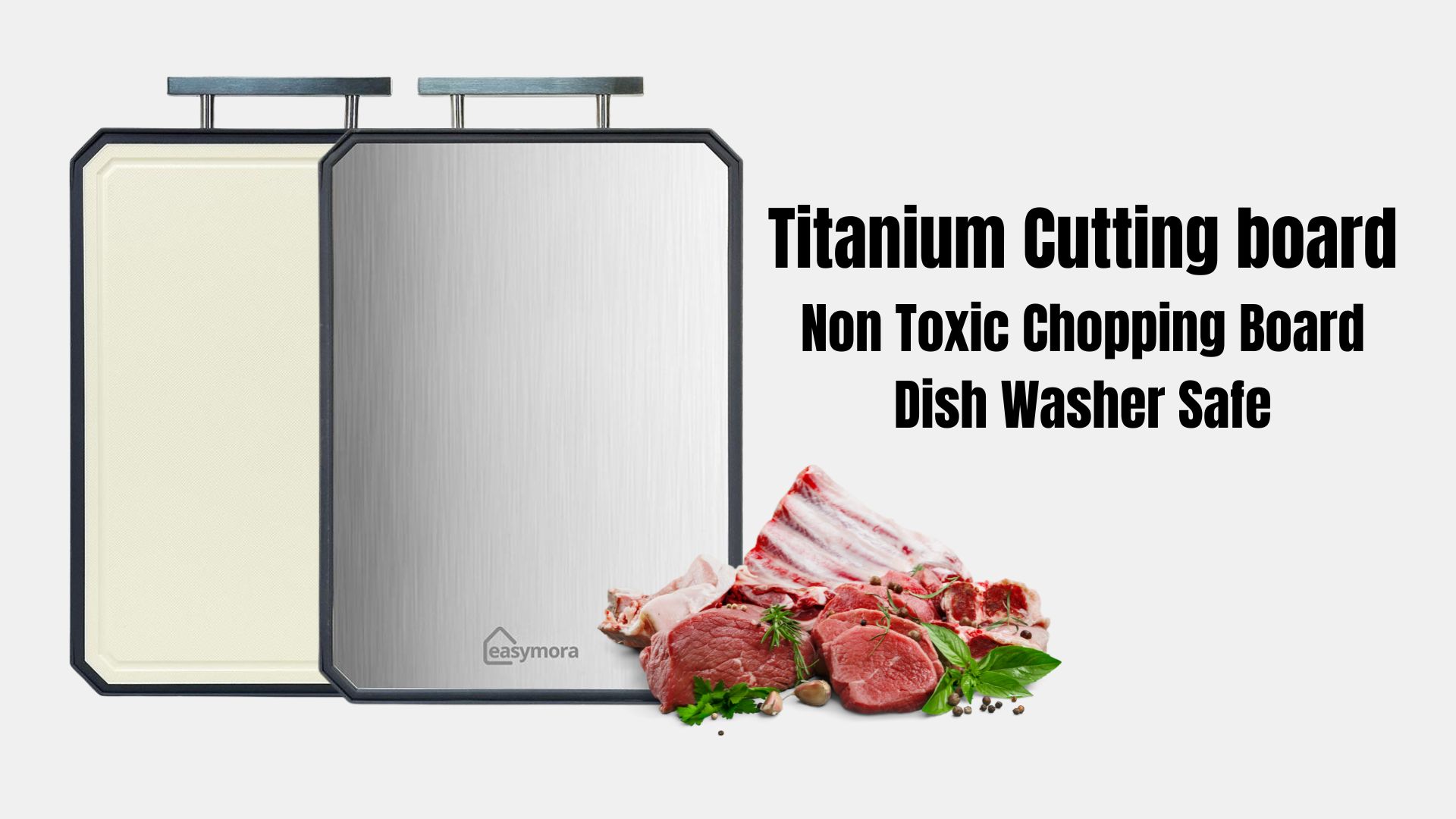 thumbnail video image 2 of Titanium Cutting Board 16x11 Inch – Double-Sided with Pure Titanium & Wheat Straw, Non-Toxic Large Chopping Board for Kitchen with Handle, 2 of 11