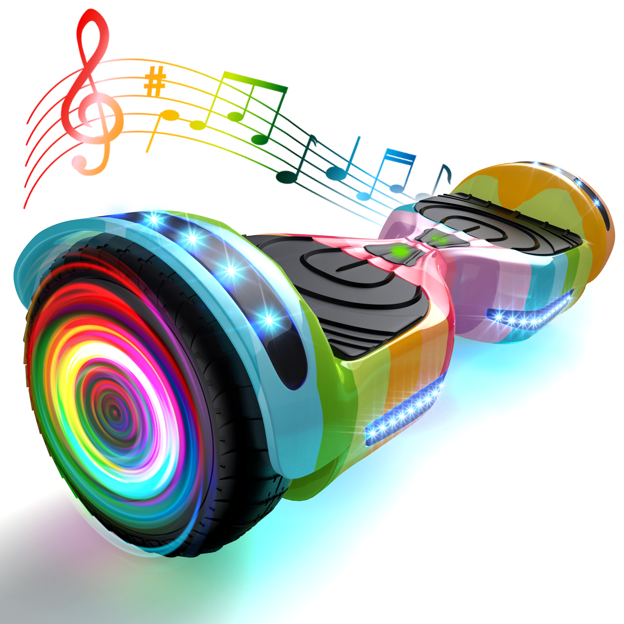 thumbnail video image 2 of Electric Scooter with Bluetooth Speakers, Hover Off Road Board Electric Scooter with LED Lights & 400W Motor, Kids Scooter with 9MPH Max Speed, Tcdjtc Self-Balance Scooter for Kids, 2 of 8