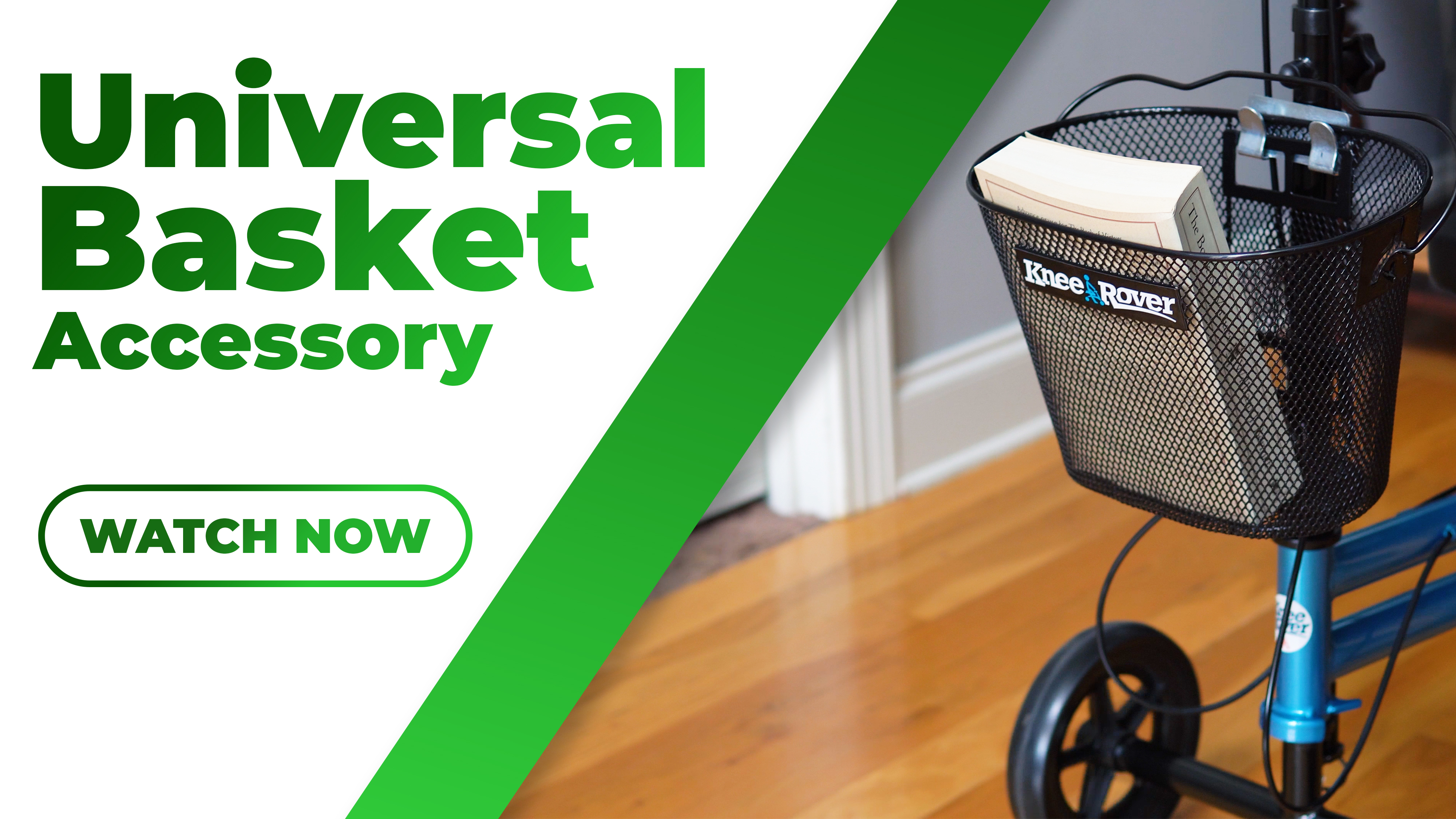 thumbnail video image 2 of KneeRover Knee Scooter Basket Accessory with Convenient Handle - Compatible with Most Knee Scooters, 2 of 8