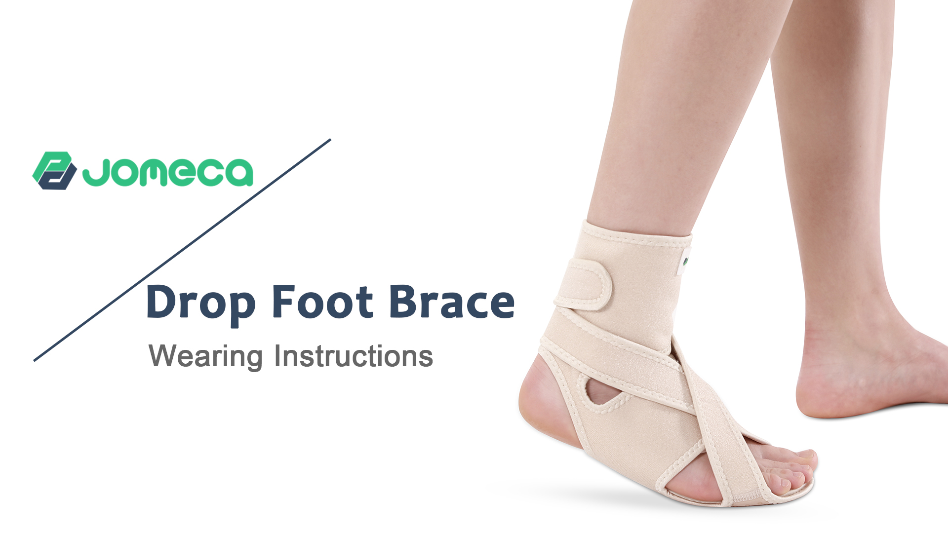 thumbnail video image 2 of JOMECA Drop Foot Brace for Walking - Dual Forefoot Support Plates Adjustable Soft AFO, Foot Drop, TBI, ALS, MS, Bone Fracture, Fits Women & Men -(Beige Left, L/XL), 2 of 7