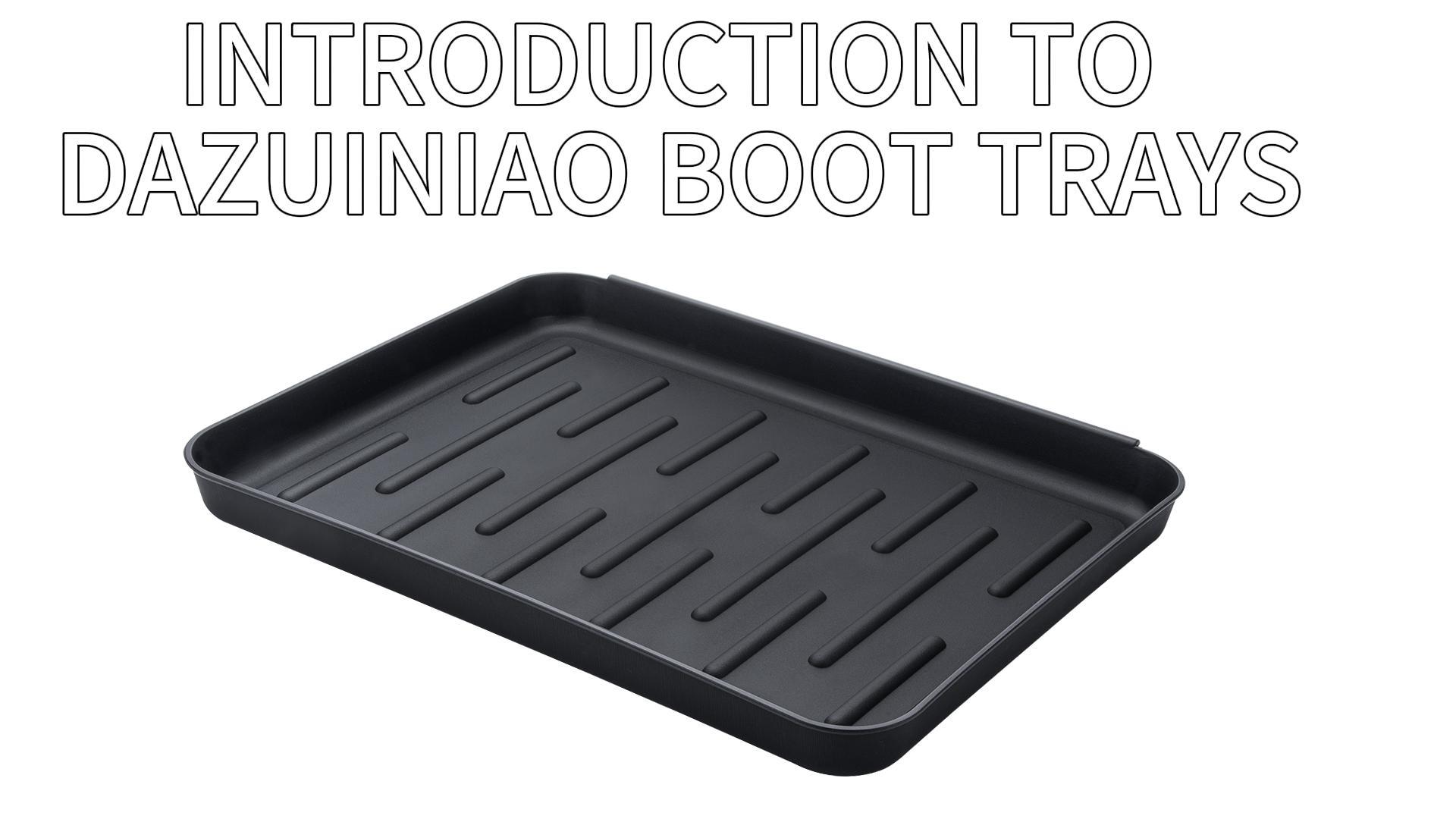 thumbnail video image 2 of DAZUINIAO  Boot Tray Shoe Mat for Entryway Indoor Outdoor,Resistant Waterproof Anti-fouling Pet Garden Garage Mat，4 Pack 13.8*10.8*1.2(Black）, 2 of 8