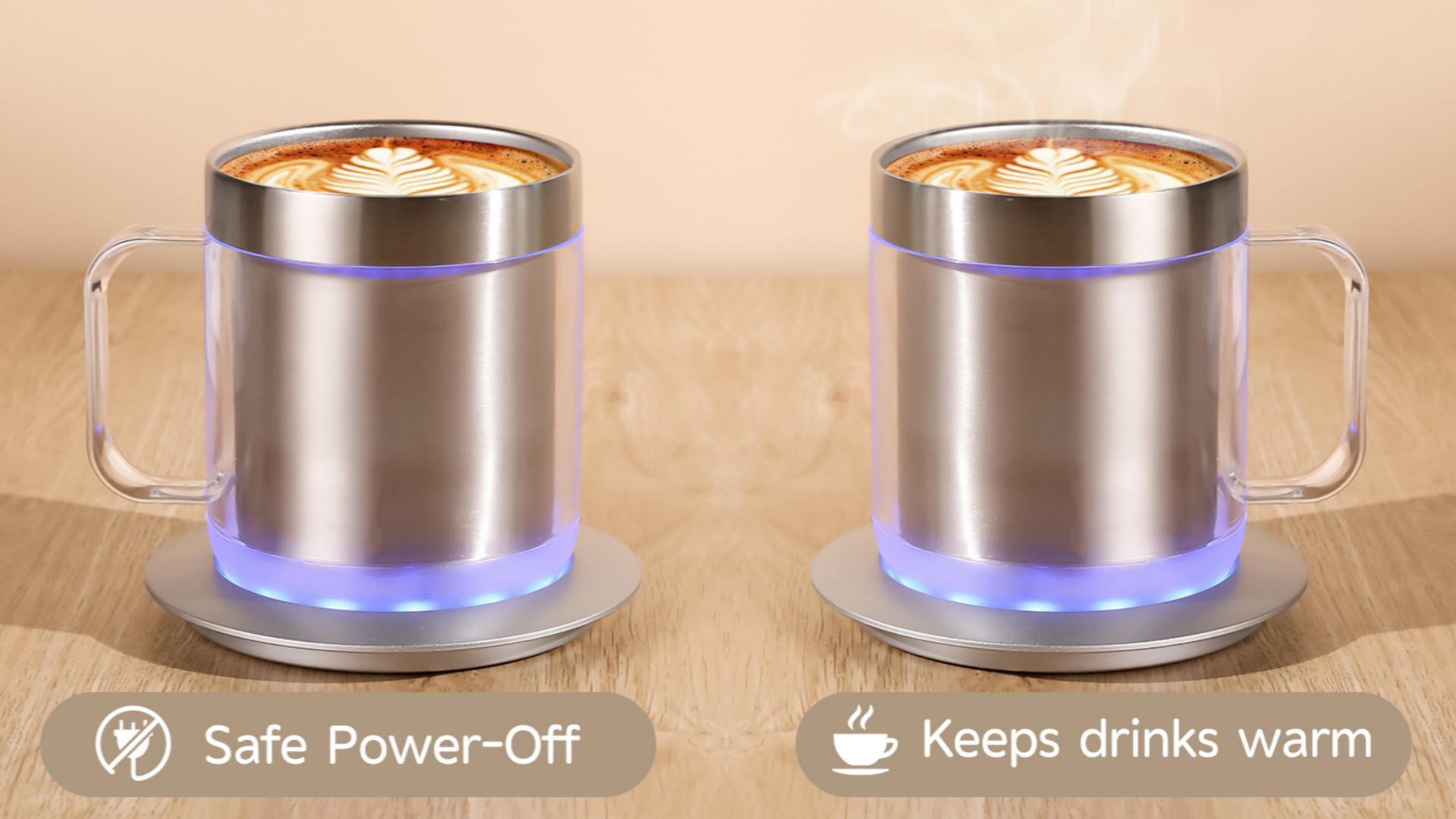thumbnail video image 2 of USB Heating Mug - 131°F Auto-Off Smart Cup, American Flag Stainless Steel Thermal Cup, Gift Idea, 2 of 9