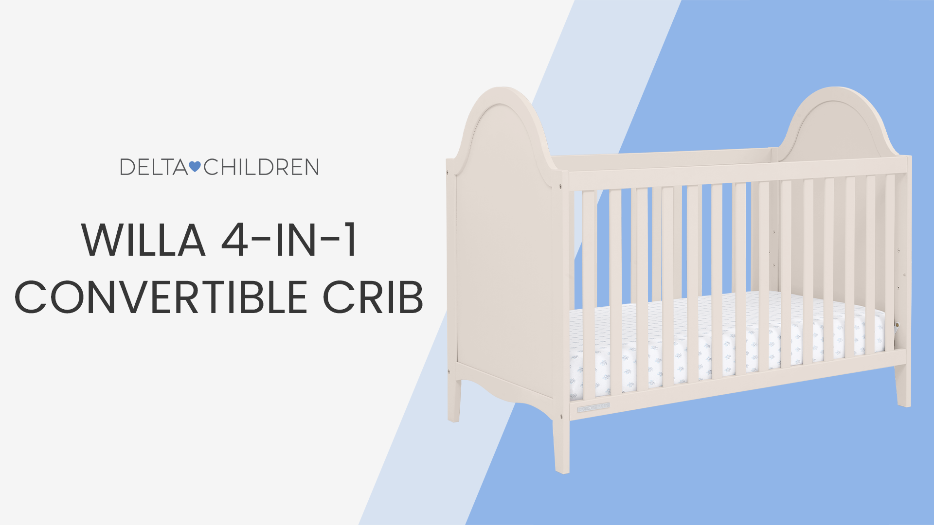thumbnail video image 2 of Delta Children Willa 4-in-1 Convertible Crib, Chestnut, 2 of 14