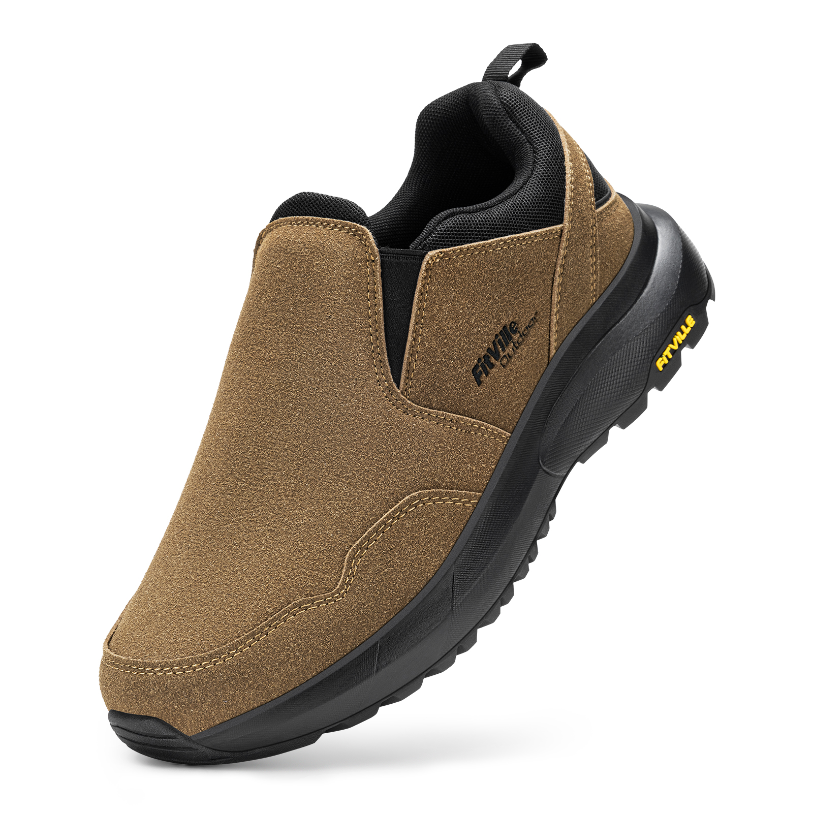 thumbnail video image 2 of FitVille Men's Wide Slip on Hiking Shoes with Arch Support Wide Toe Box, 2 of 8