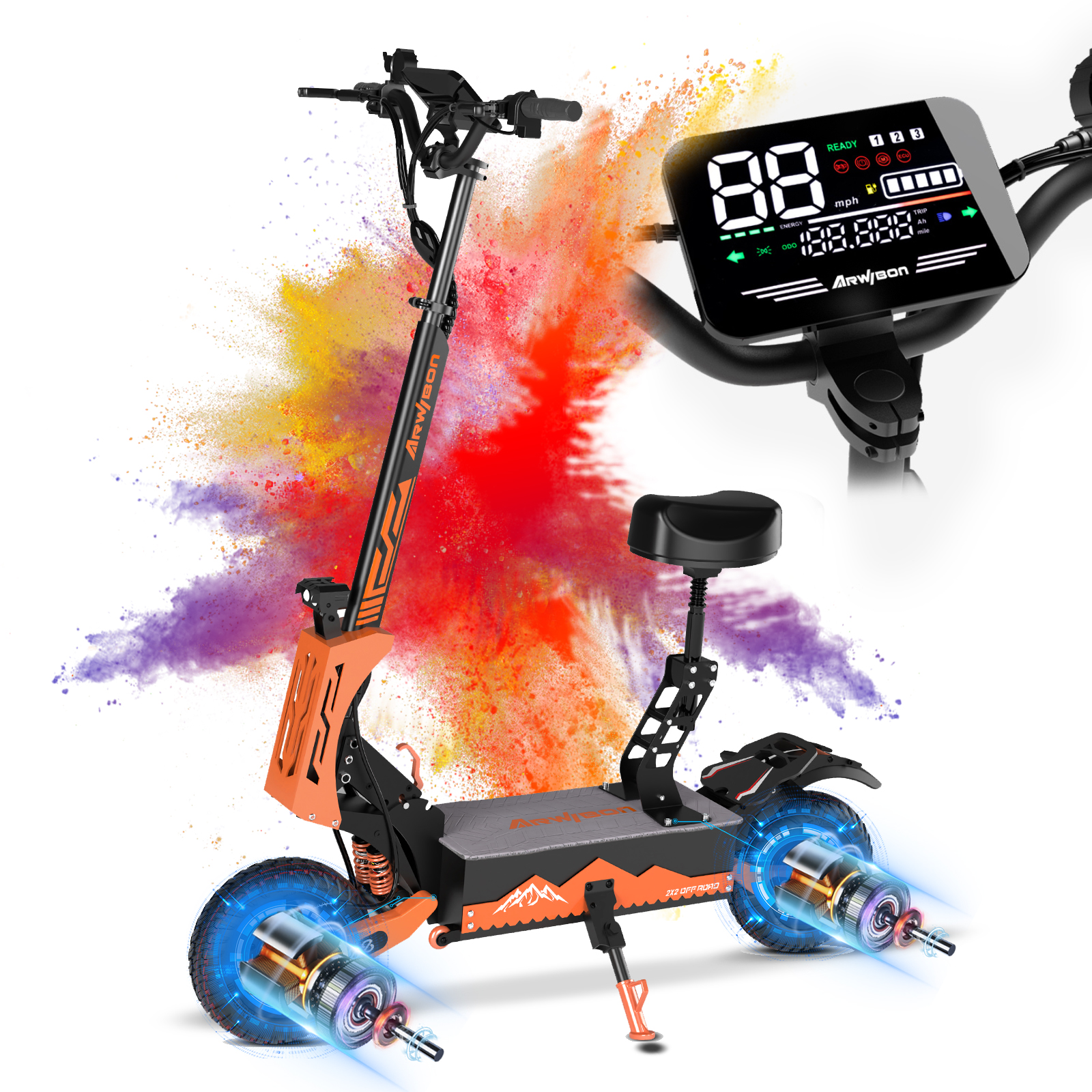 thumbnail video image 2 of Folding Electric Scooter for Adults 5600W Dual Motors 11" Off Road Tires , 50MPH,Ride 46Miles, 2 of 11