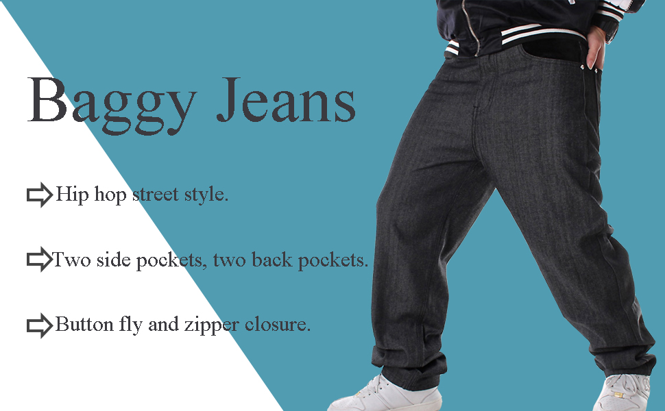 thumbnail video image 2 of Ruiatoo Baggy Jeans for Men Classic Relaxed Fit Vintage Hip Hop Skateboard Pants 025 Black Size 42, 2 of 6